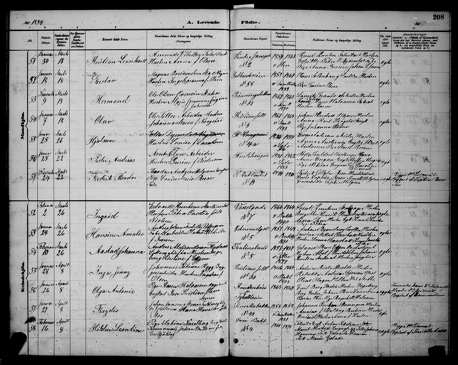 Ministerialprotokoller, klokkerbøker og fødselsregistre - Sør-Trøndelag, AV/SAT-A-1456/604/L0222: Klokkerbok nr. 604C05, 1886-1895, s. 208