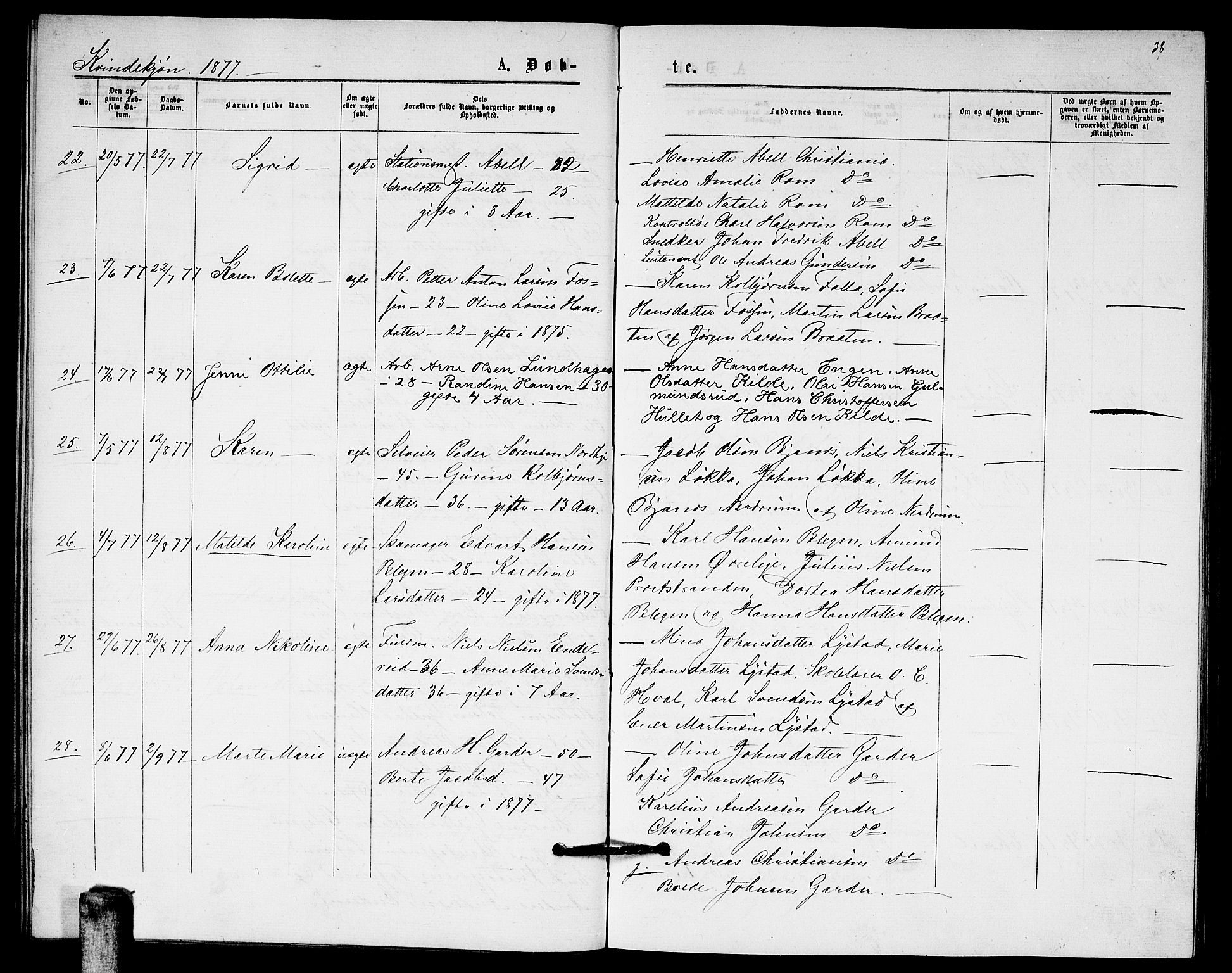 Fet prestekontor Kirkebøker, AV/SAO-A-10370a/G/Ga/L0005: Klokkerbok nr. I 5, 1875-1877, s. 38