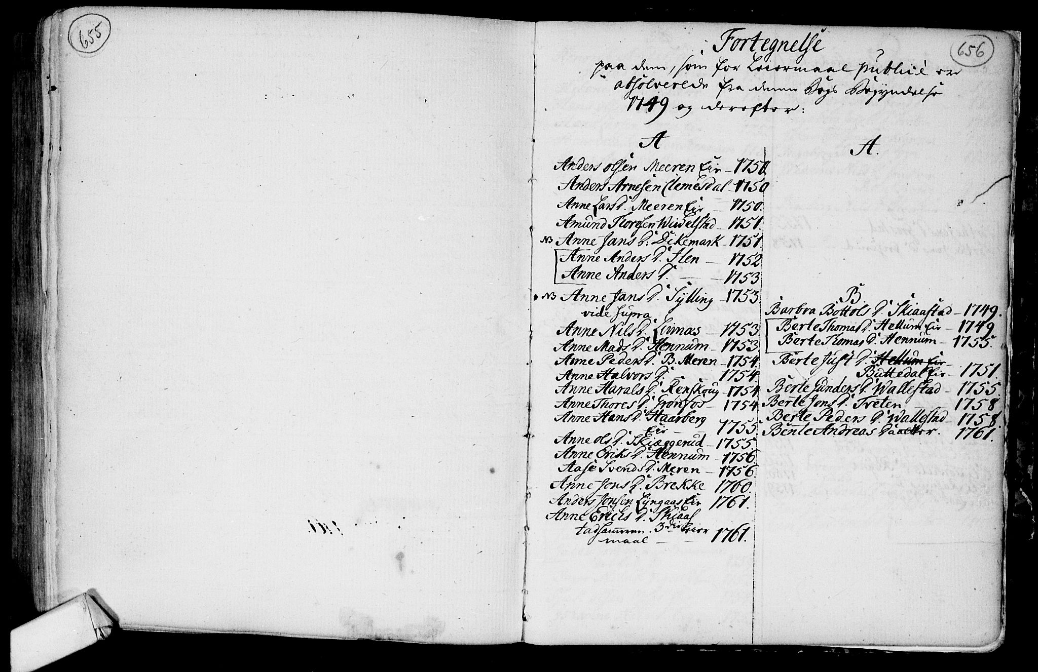 Lier kirkebøker, AV/SAKO-A-230/F/Fa/L0004: Ministerialbok nr. I 4, 1749-1764, s. 655-656