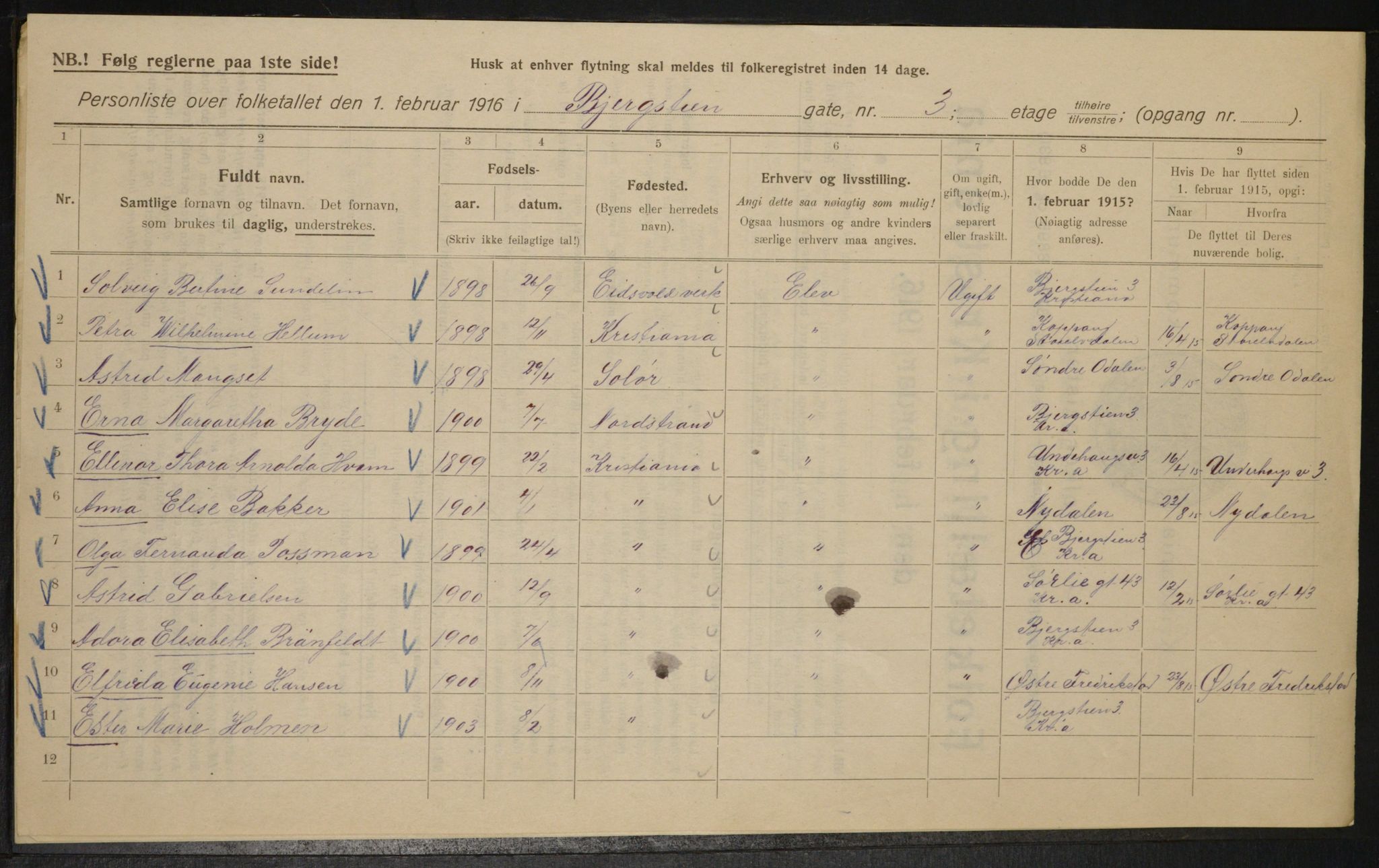 OBA, Kommunal folketelling 1.2.1916 for Kristiania, 1916, s. 4401