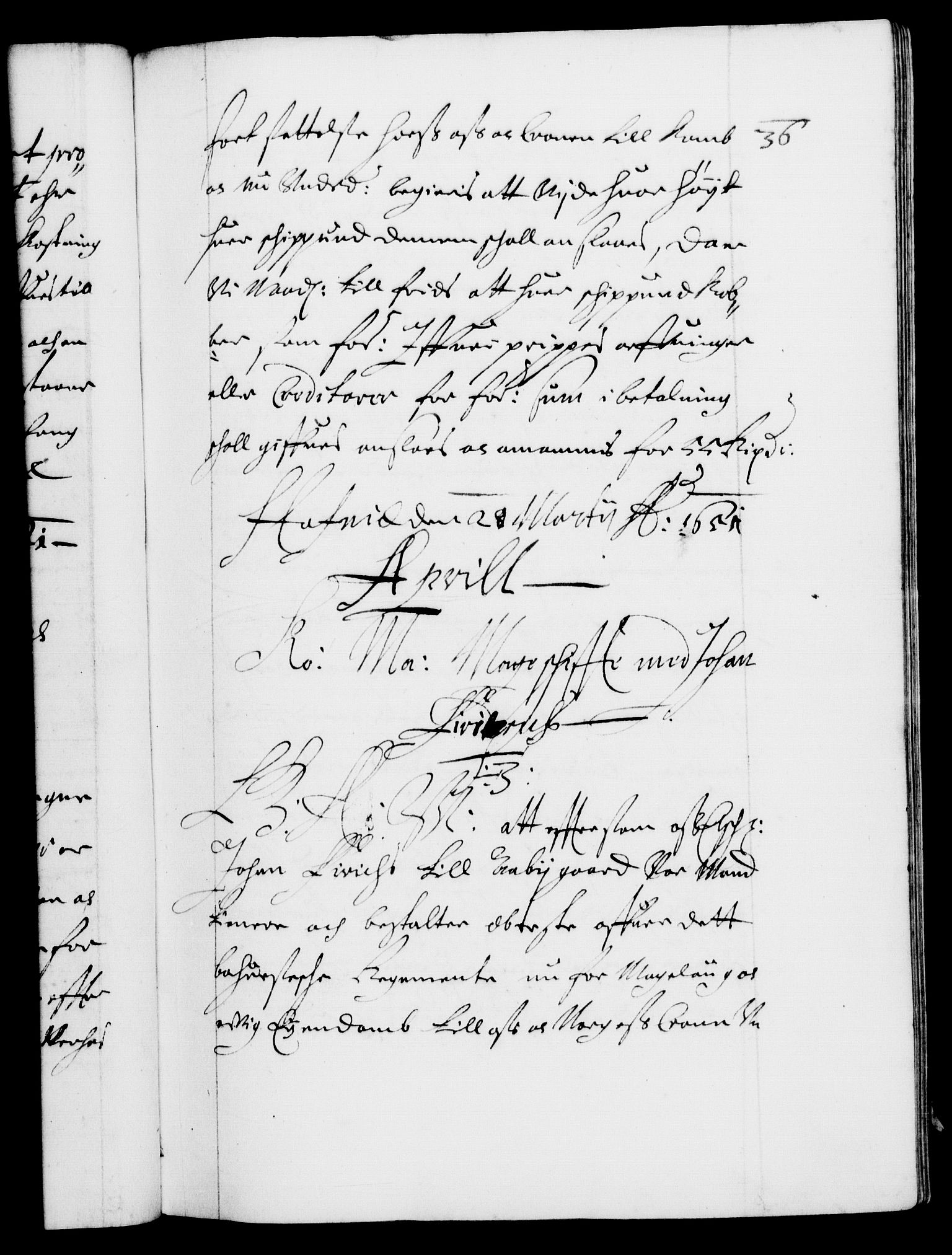 Danske Kanselli 1572-1799, RA/EA-3023/F/Fc/Fca/Fcaa/L0008: Norske registre (mikrofilm), 1651-1656, s. 36a