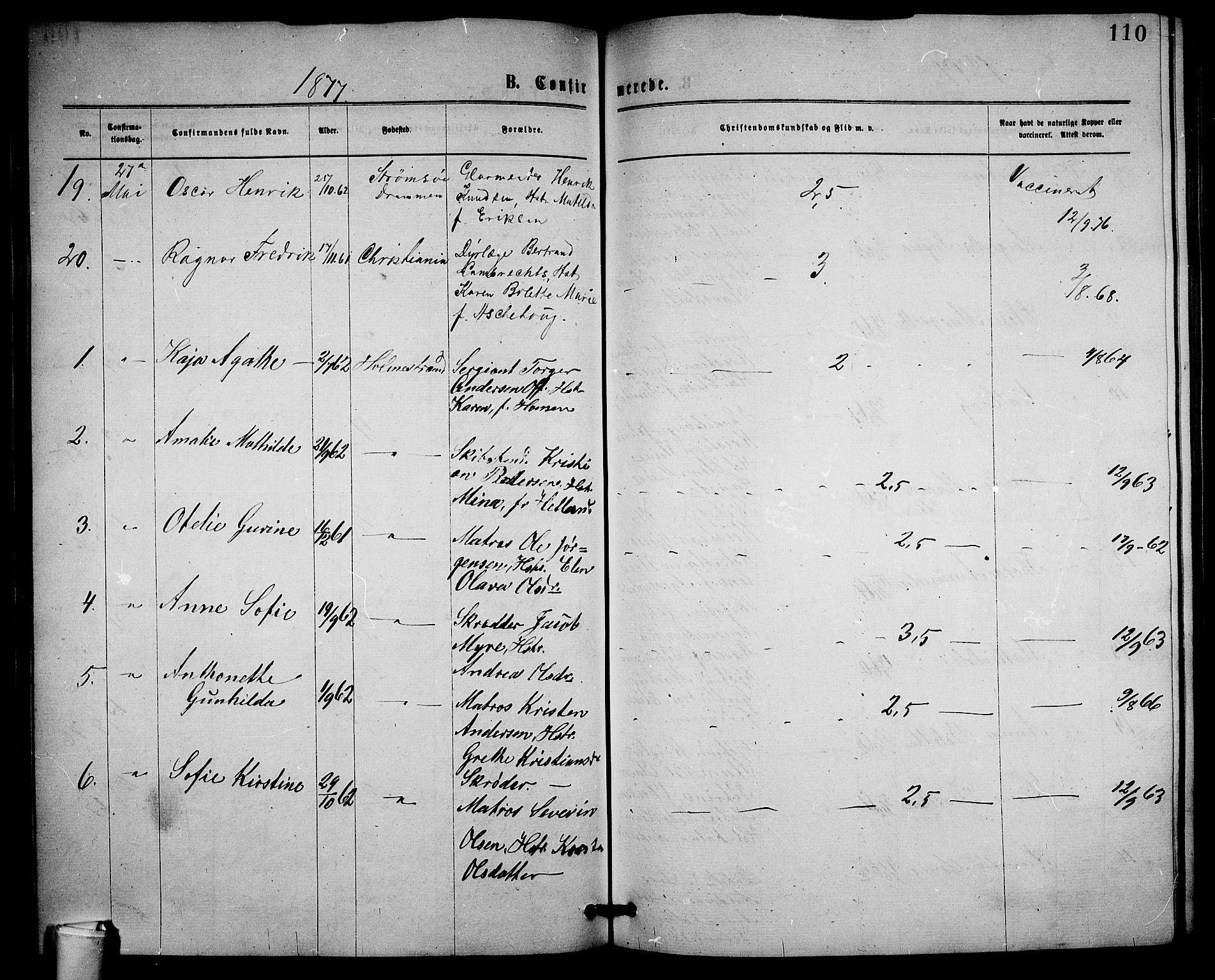 Holmestrand kirkebøker, AV/SAKO-A-346/G/Ga/L0004: Klokkerbok nr. 4, 1874-1888, s. 110