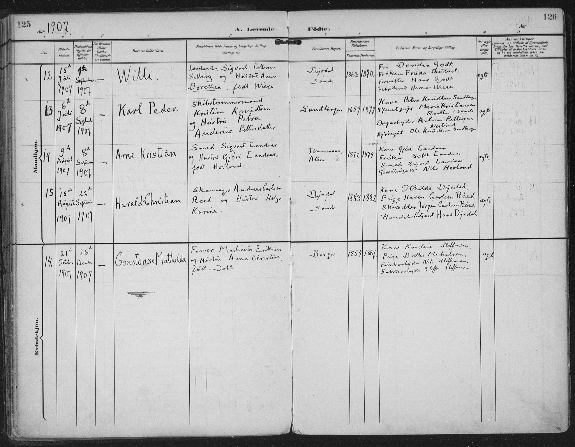 Strømm kirkebøker, AV/SAKO-A-322/F/Fa/L0005: Ministerialbok nr. I 5, 1898-1919, s. 125-126