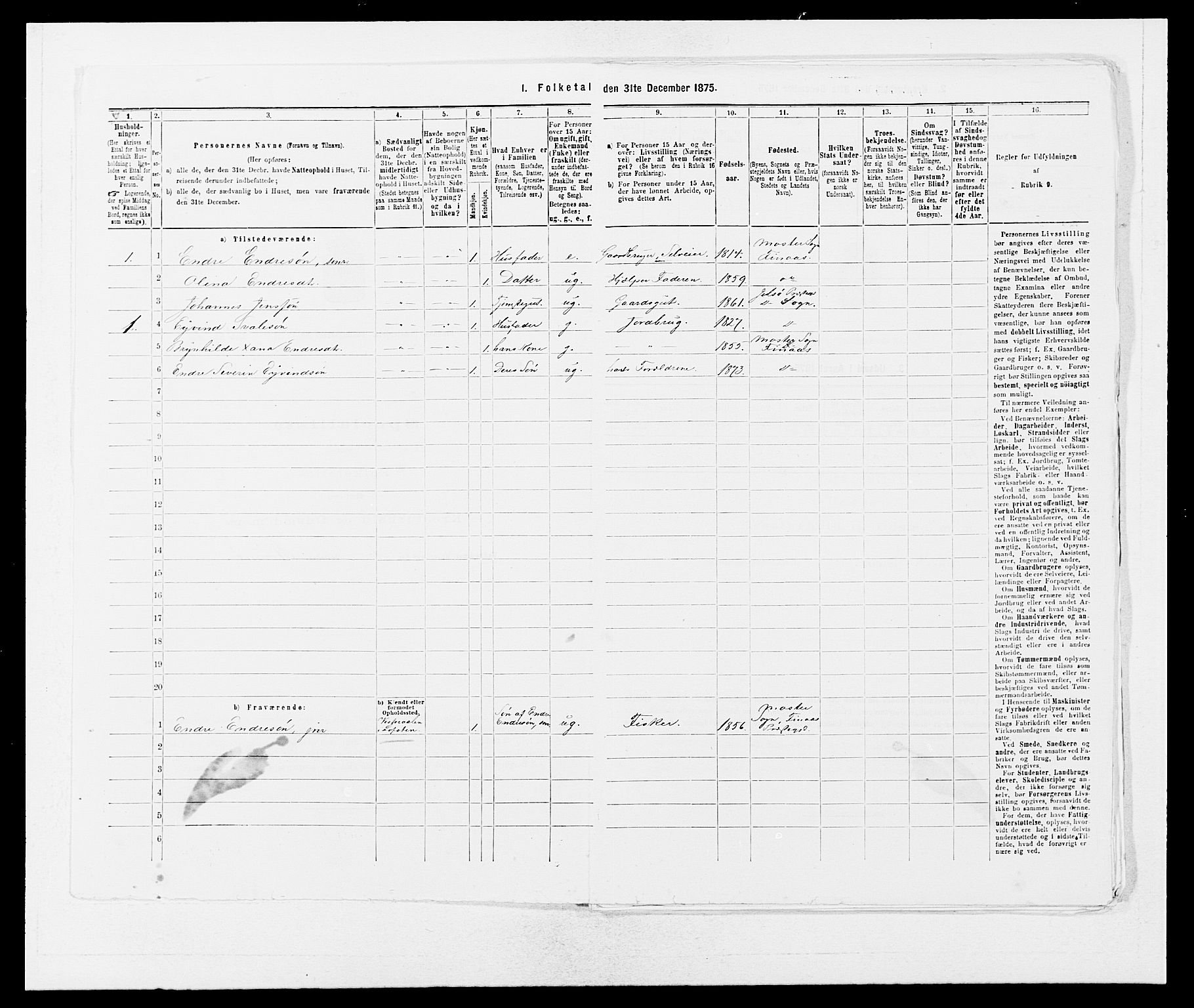 SAB, Folketelling 1875 for 1218P Finnås prestegjeld, 1875, s. 233