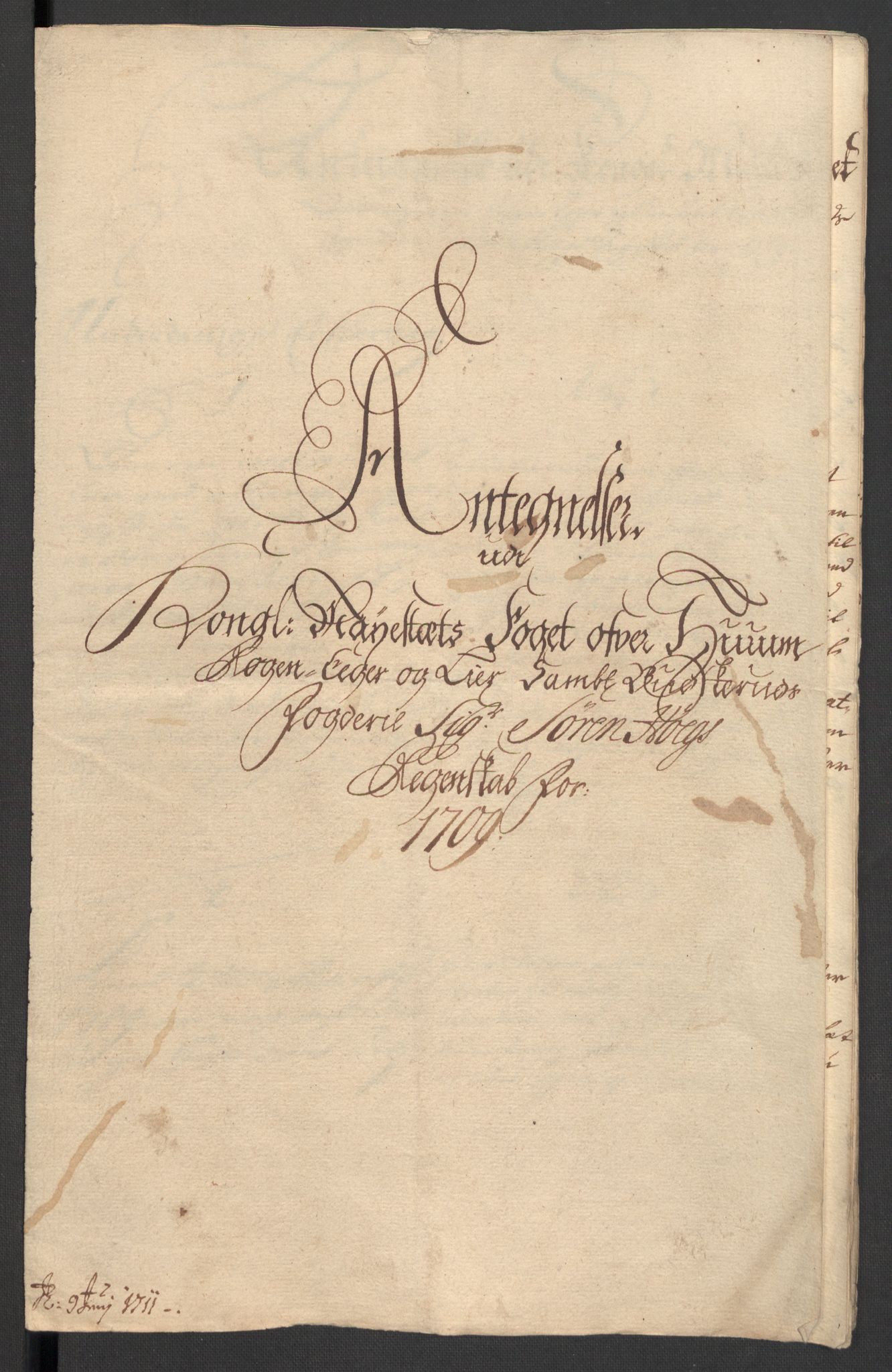 Rentekammeret inntil 1814, Reviderte regnskaper, Fogderegnskap, RA/EA-4092/R31/L1703: Fogderegnskap Hurum, Røyken, Eiker, Lier og Buskerud, 1709, s. 352