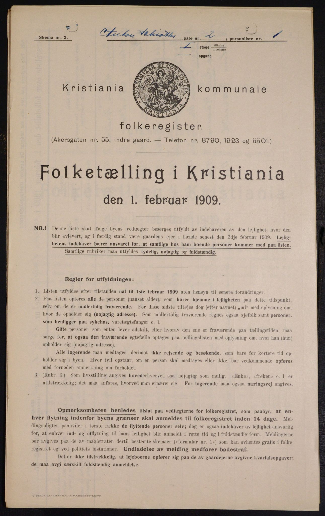 OBA, Kommunal folketelling 1.2.1909 for Kristiania kjøpstad, 1909, s. 1306