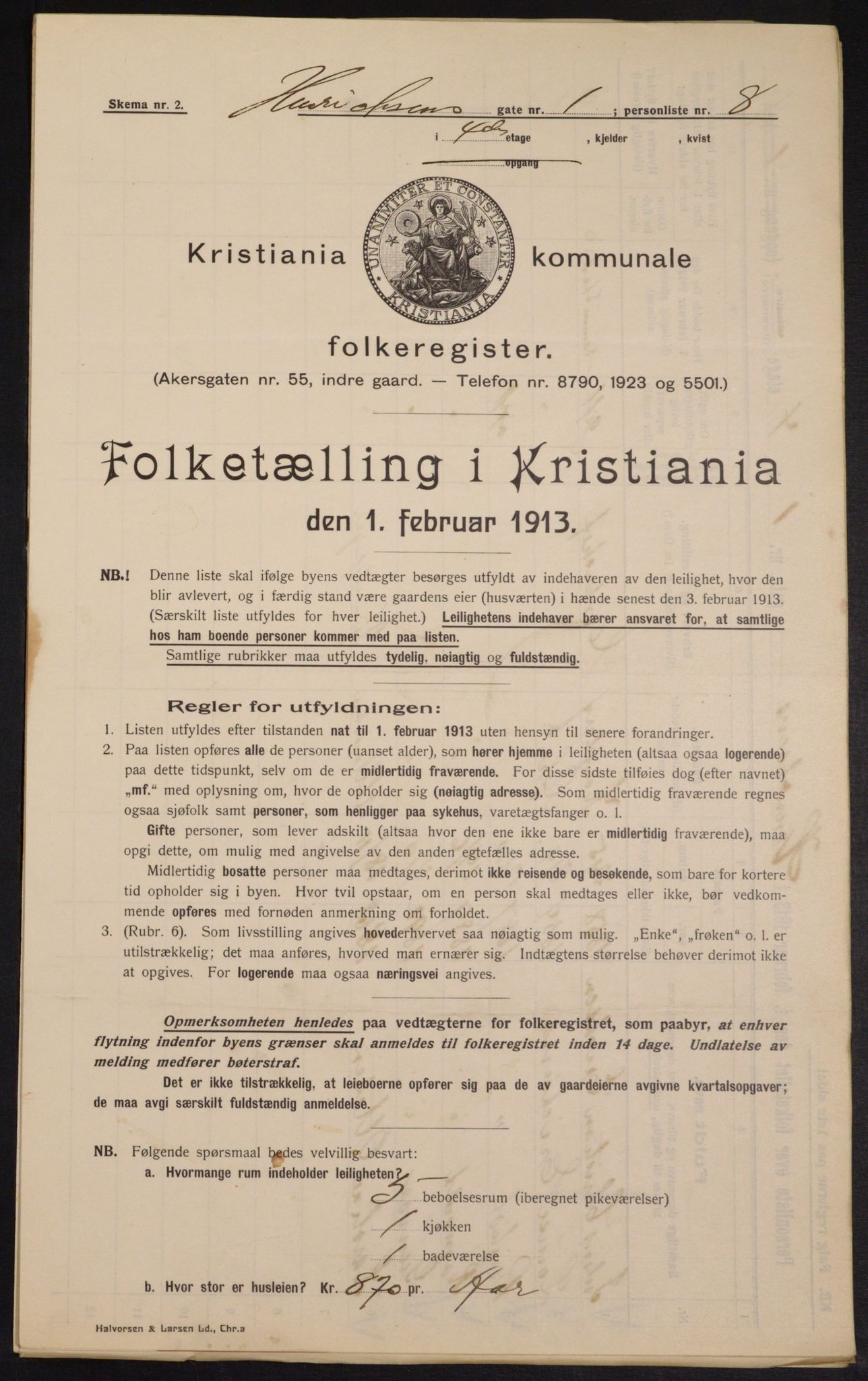 OBA, Kommunal folketelling 1.2.1913 for Kristiania, 1913, s. 38303