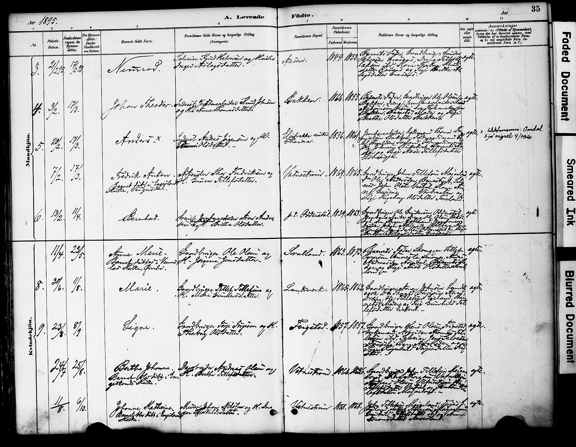 Evje sokneprestkontor, AV/SAK-1111-0008/F/Fa/Fac/L0003: Ministerialbok nr. A 3, 1884-1909, s. 35
