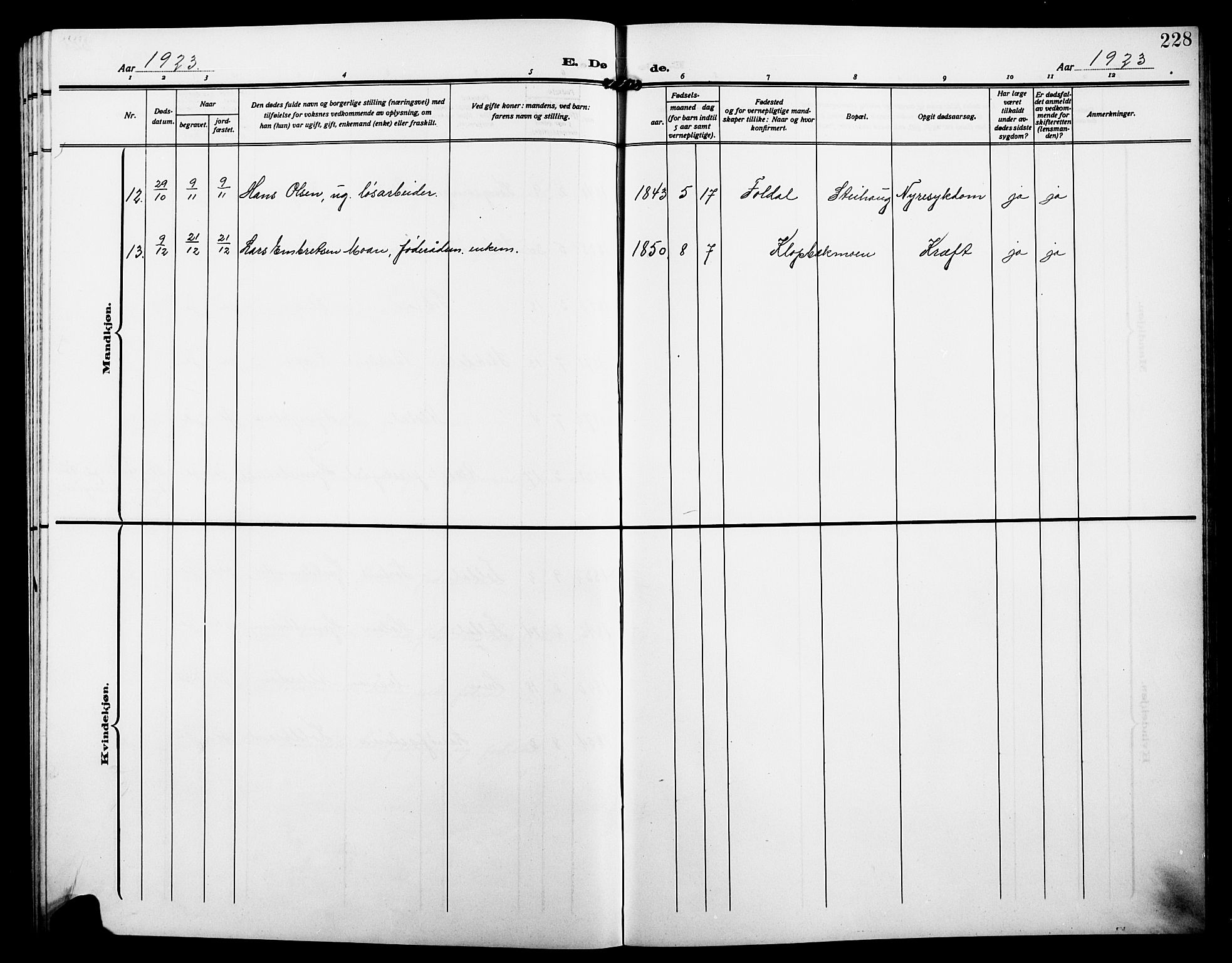 Alvdal prestekontor, AV/SAH-PREST-060/H/Ha/Hab/L0005: Klokkerbok nr. 5, 1908-1923, s. 228