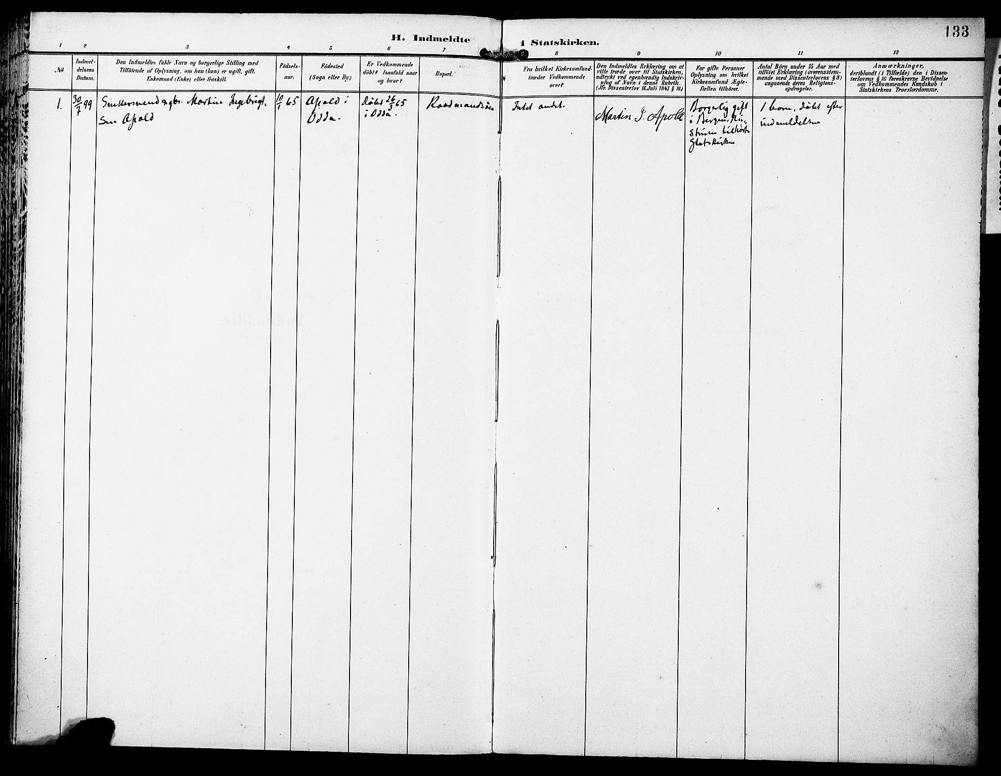Lindås Sokneprestembete, AV/SAB-A-76701/H/Haa/Haae/L0002: Ministerialbok nr. E 2, 1897-1912, s. 133
