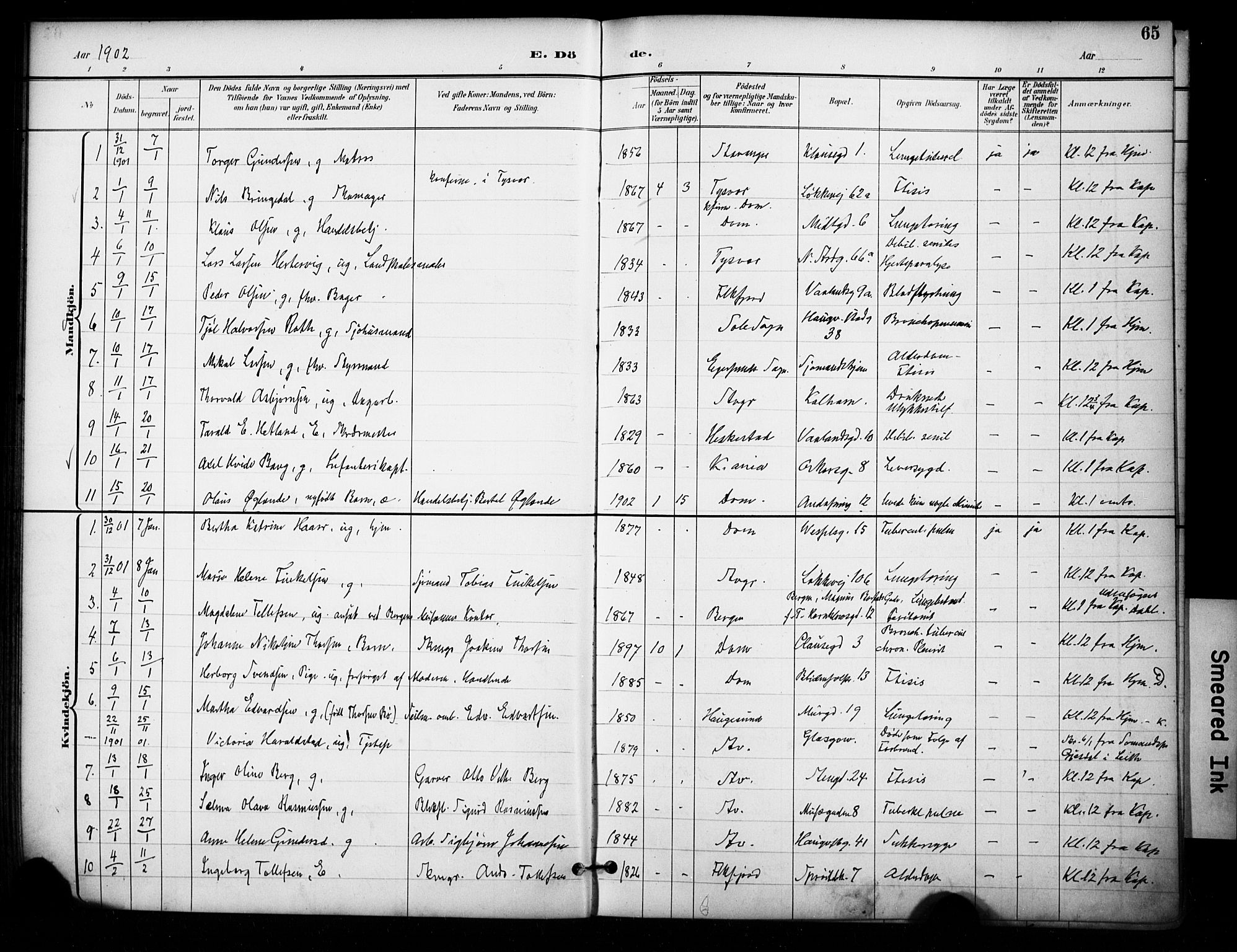 Domkirken sokneprestkontor, AV/SAST-A-101812/001/30/30BA/L0032: Ministerialbok nr. A 31, 1896-1917, s. 65