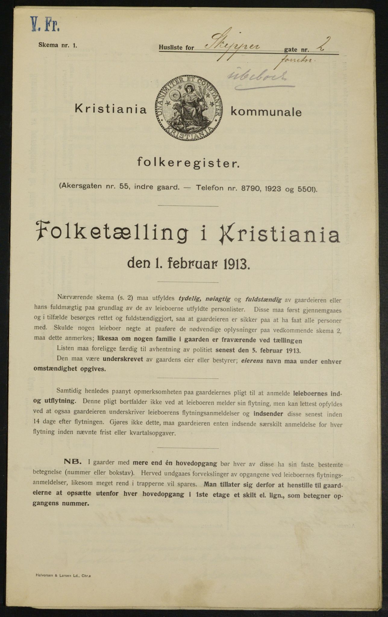 OBA, Kommunal folketelling 1.2.1913 for Kristiania, 1913, s. 95481