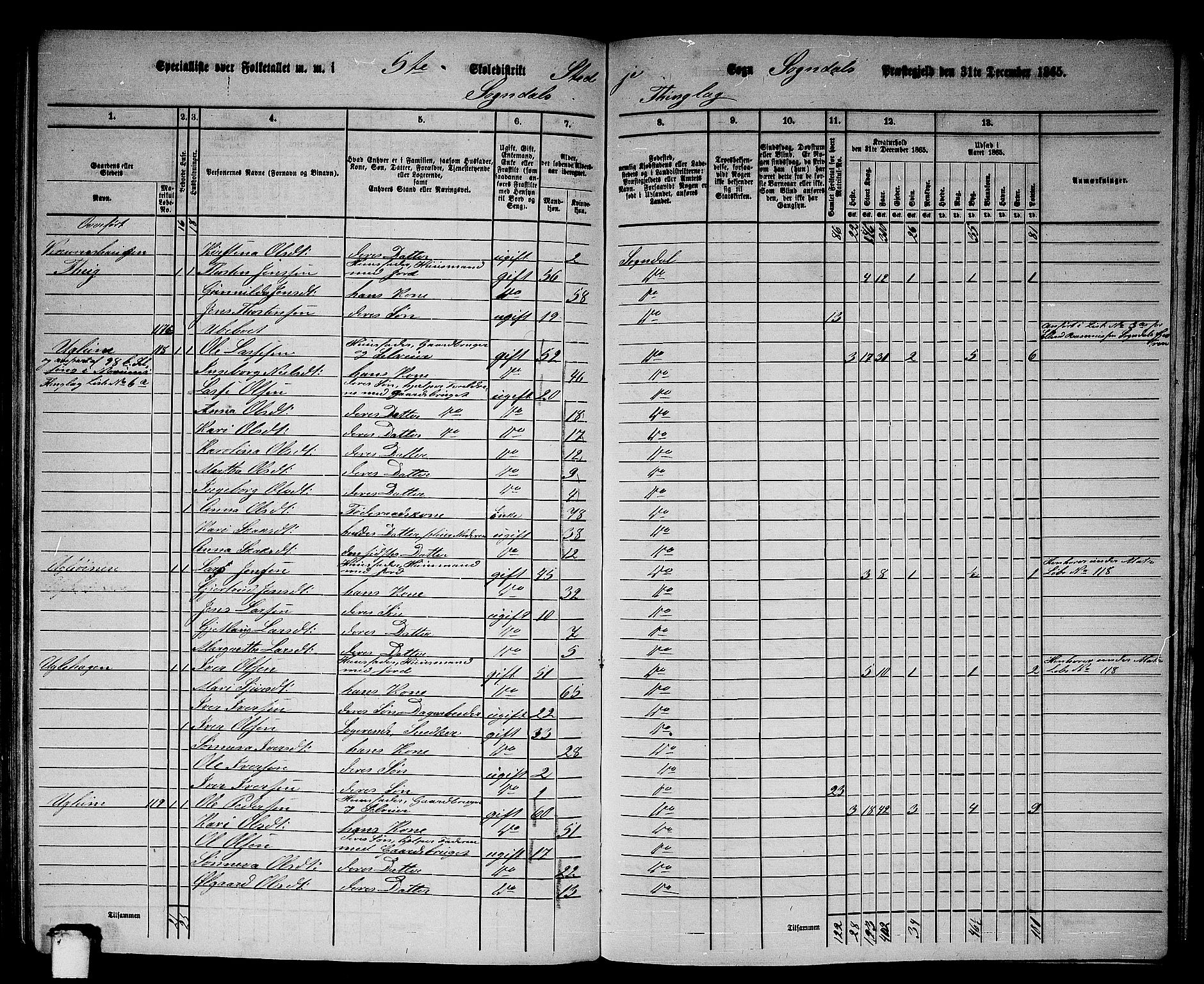 RA, Folketelling 1865 for 1420P Sogndal prestegjeld, 1865, s. 94