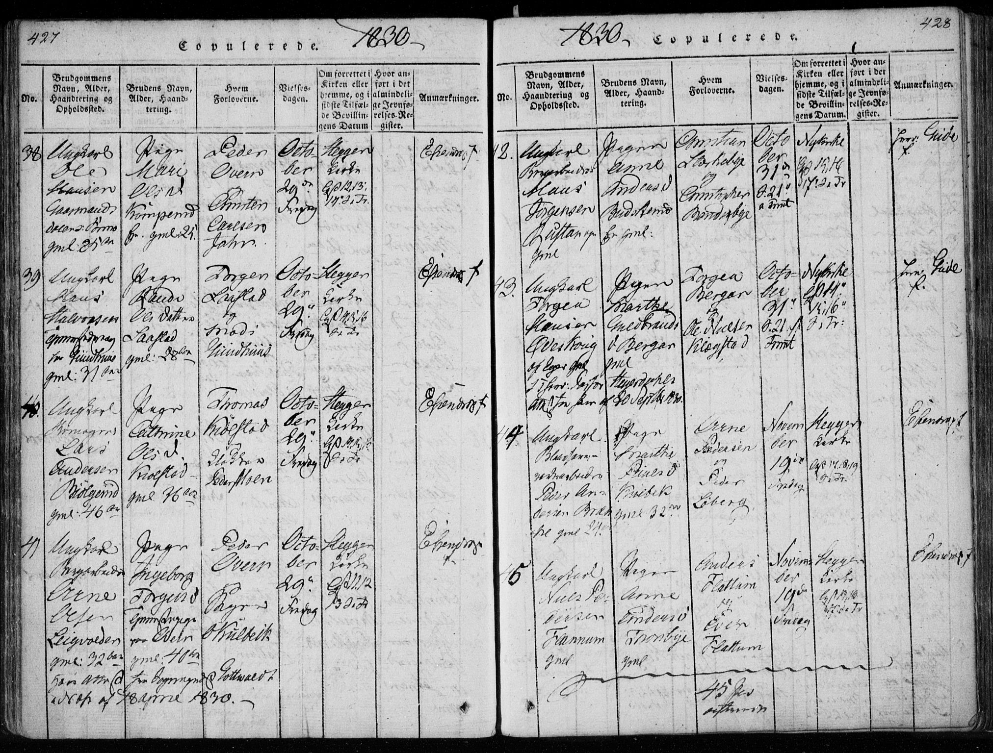 Modum kirkebøker, AV/SAKO-A-234/F/Fa/L0005: Ministerialbok nr. 5, 1824-1841, s. 427-428