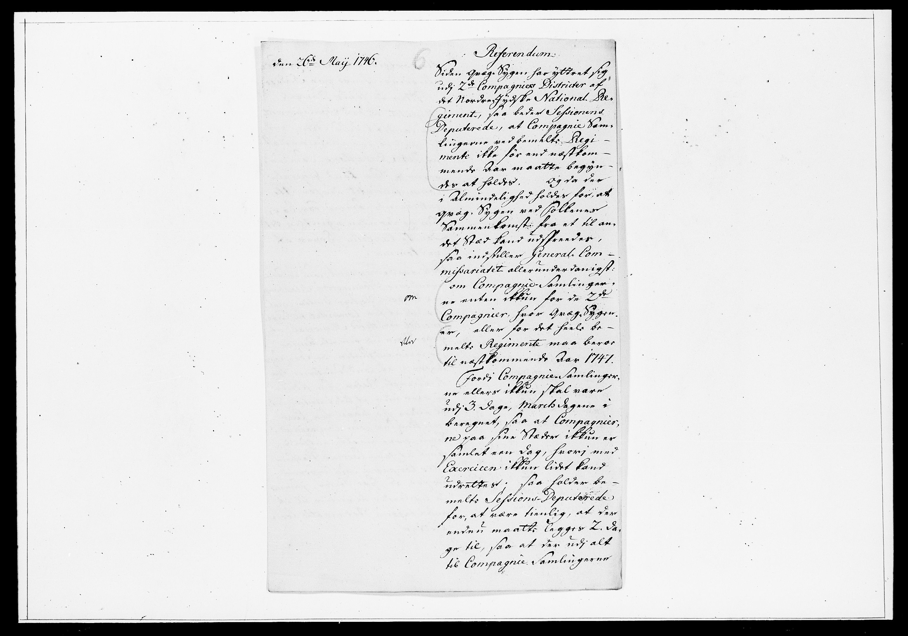 Krigskollegiet, Krigskancelliet, DRA/A-0006/-/1194-1198: Refererede sager, 1746, s. 126