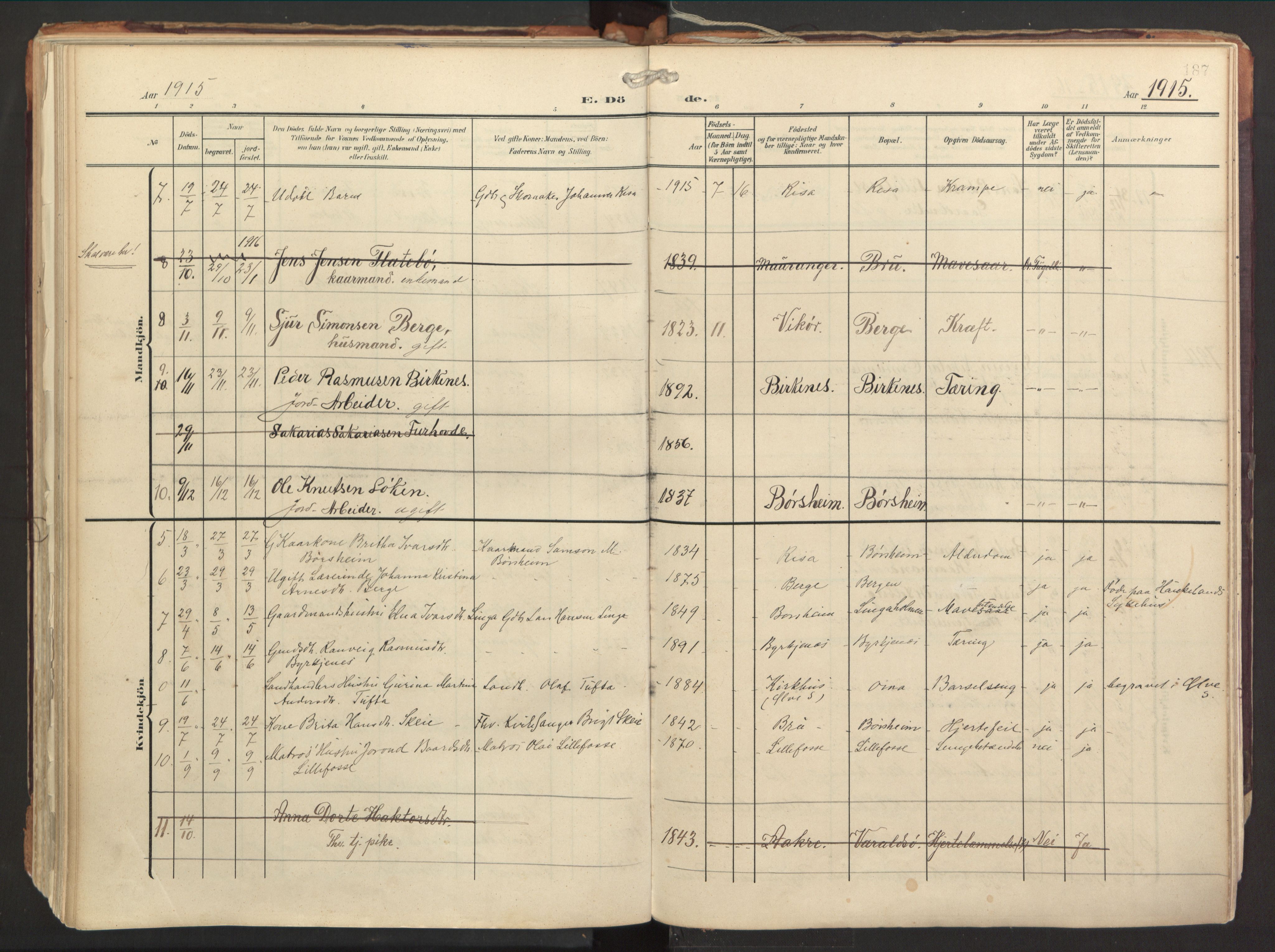 Strandebarm sokneprestembete, AV/SAB-A-78401/H/Haa: Ministerialbok nr. B 2, 1909-1941, s. 187