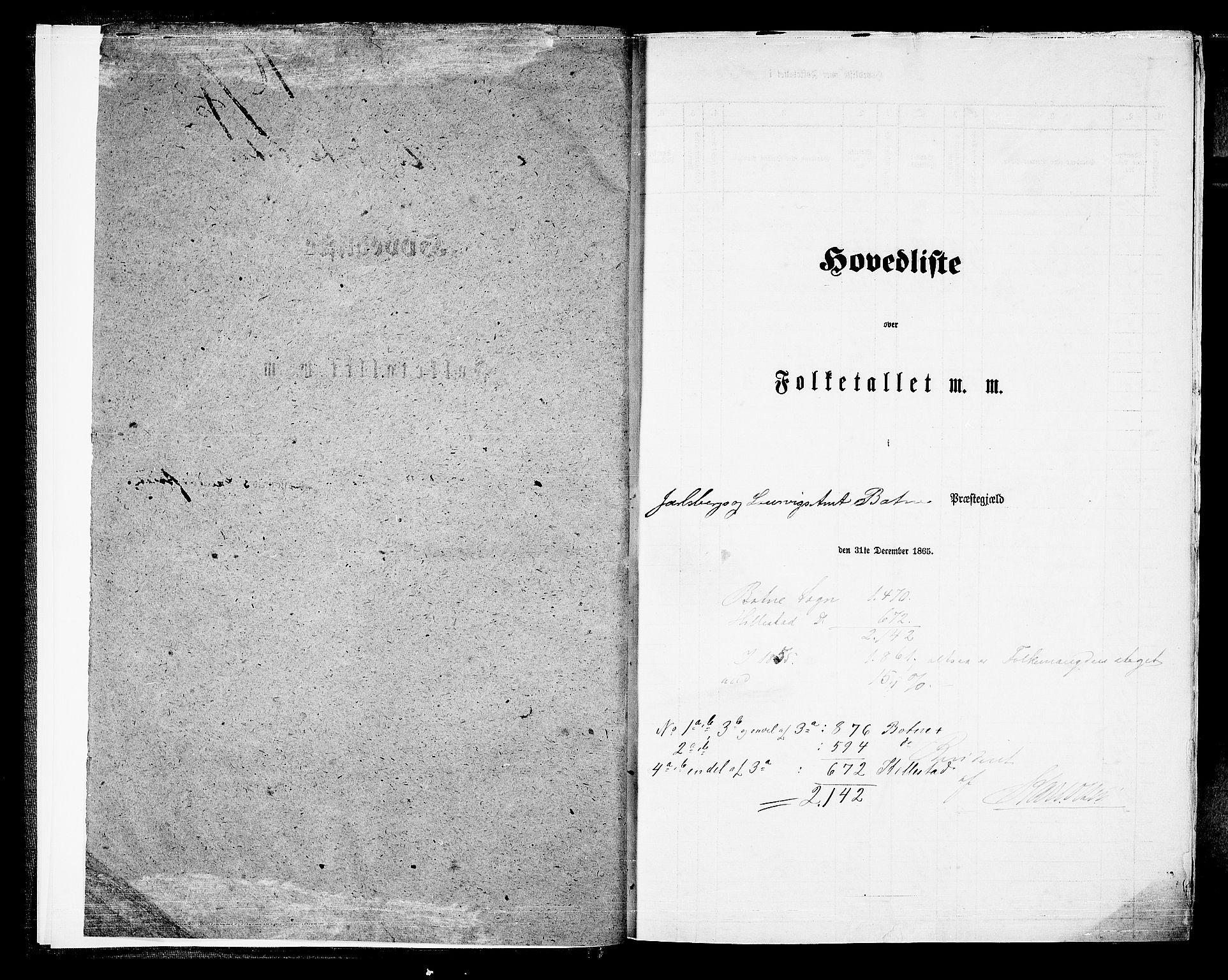 RA, Folketelling 1865 for 0715L Botne prestegjeld, Botne sokn og Hillestad sokn, 1865, s. 5
