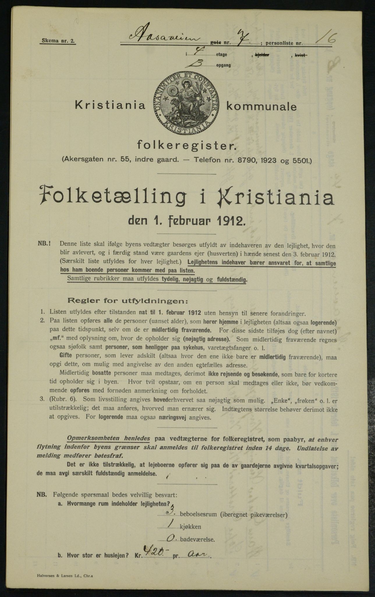 OBA, Kommunal folketelling 1.2.1912 for Kristiania, 1912, s. 130957