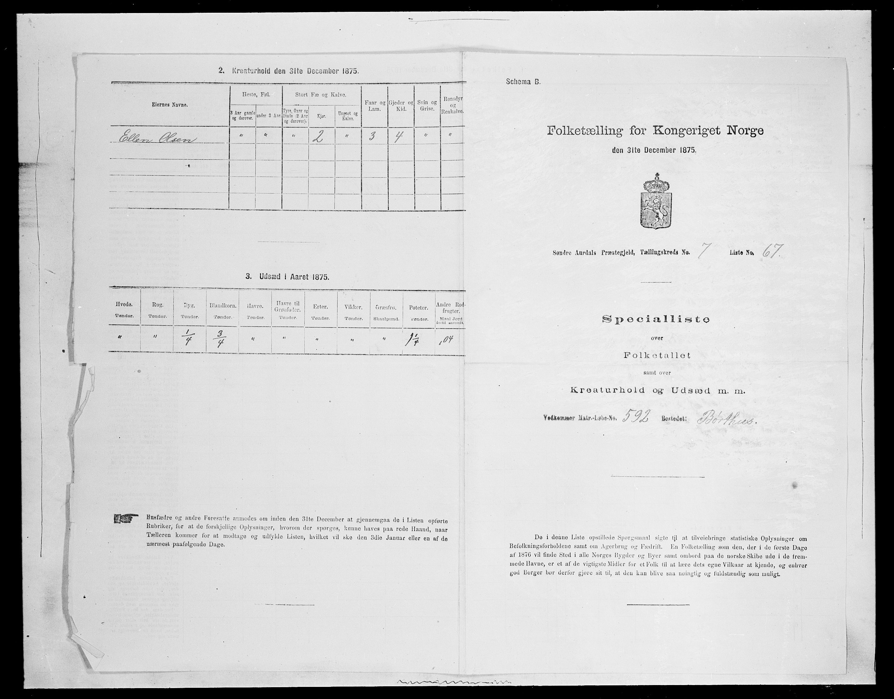 SAH, Folketelling 1875 for 0540P Sør-Aurdal prestegjeld, 1875, s. 1282