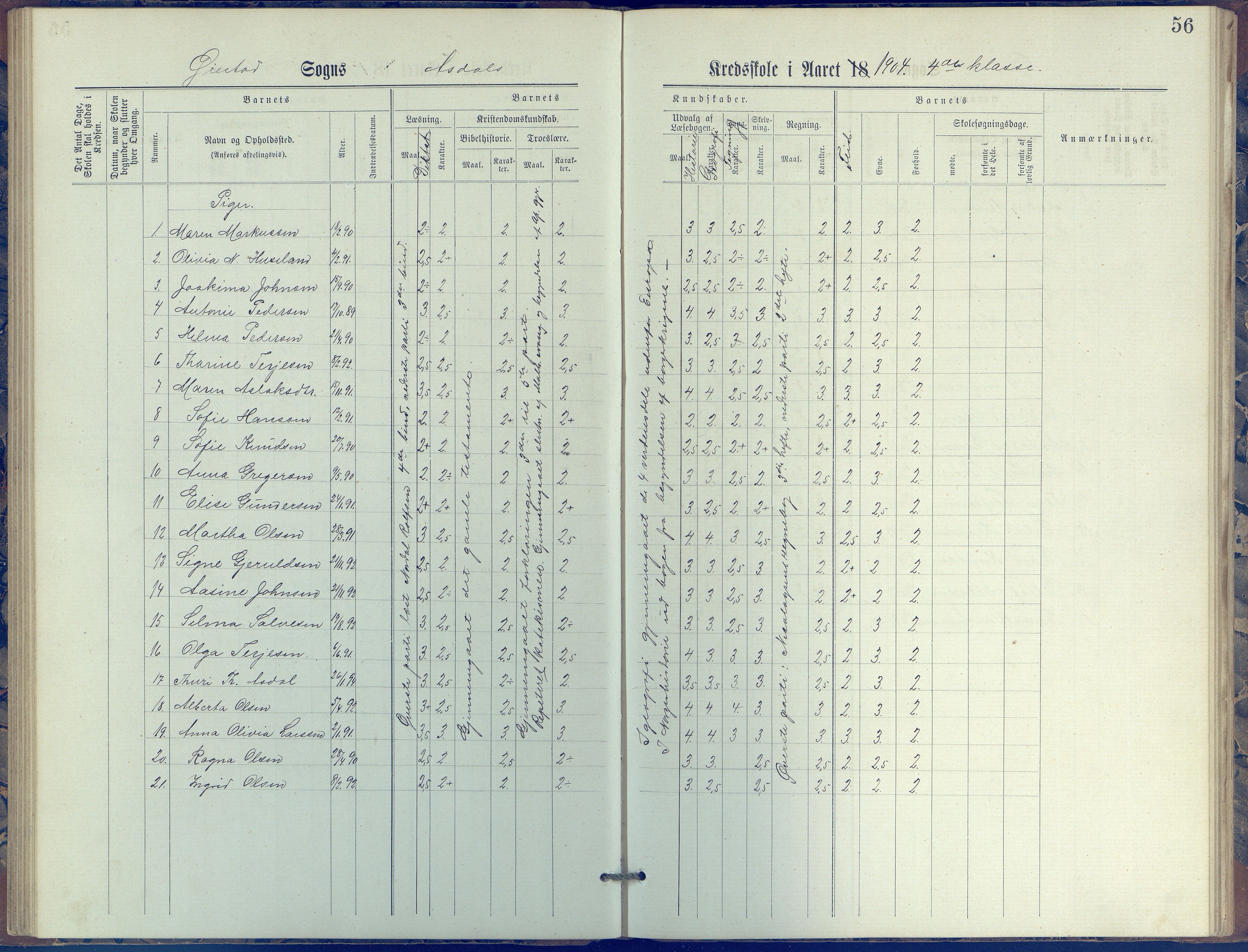 Øyestad kommune frem til 1979, AAKS/KA0920-PK/06/06E/L0005: Journal, øverste avdeling, 1884-1918, s. 56