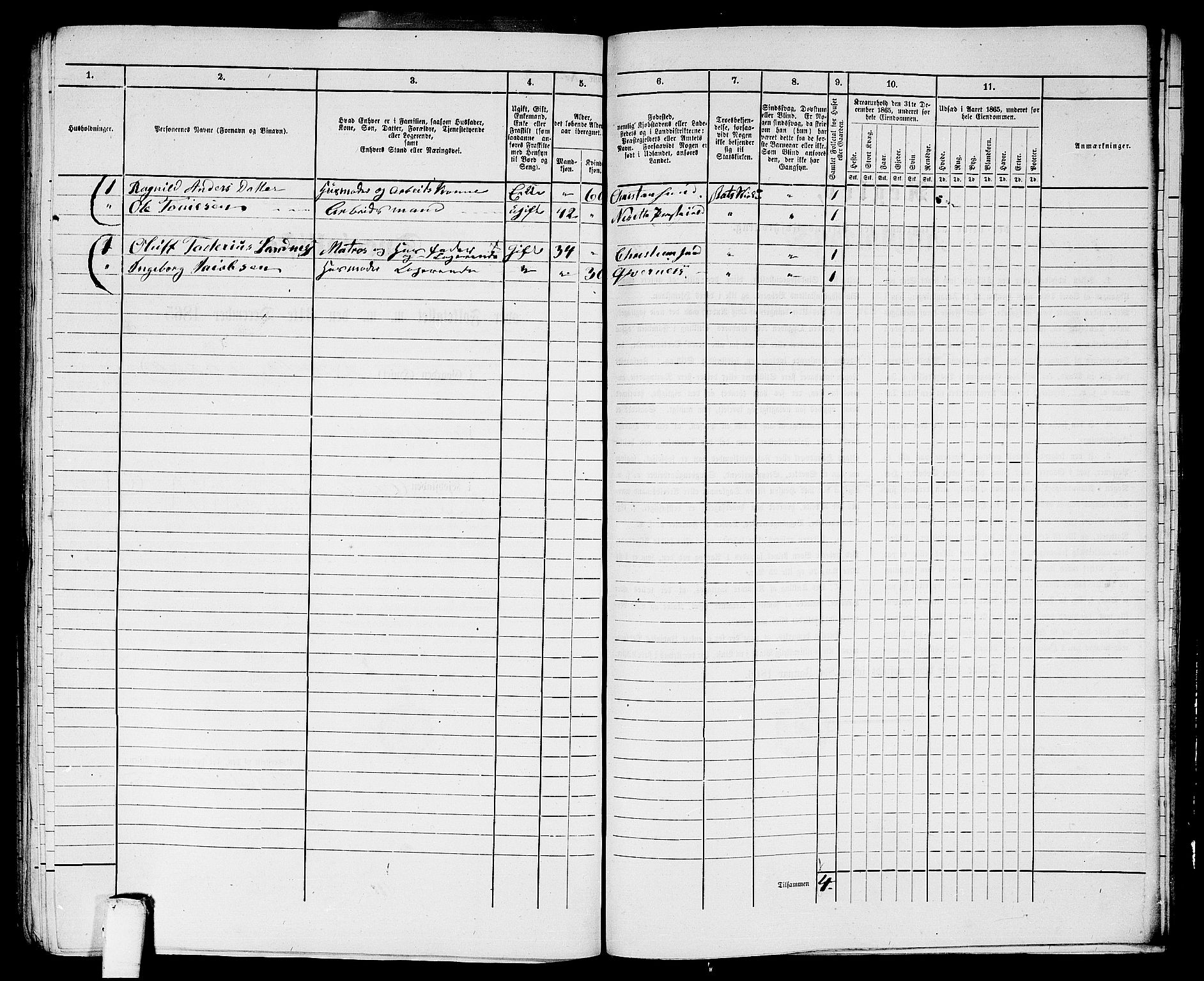 RA, Folketelling 1865 for 1503B Kristiansund prestegjeld, Kristiansund kjøpstad, 1865, s. 496