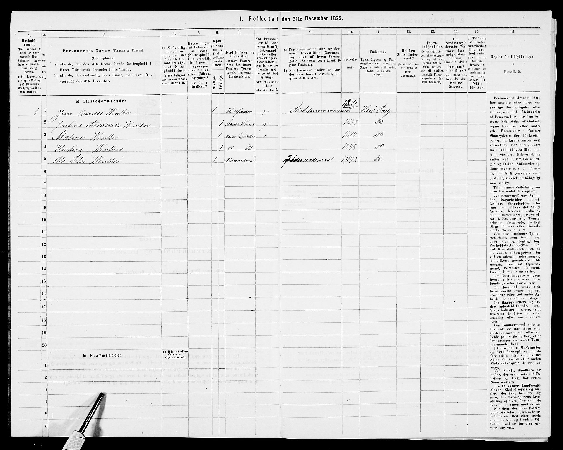 SAK, Folketelling 1875 for 0922P Hisøy prestegjeld, 1875, s. 161