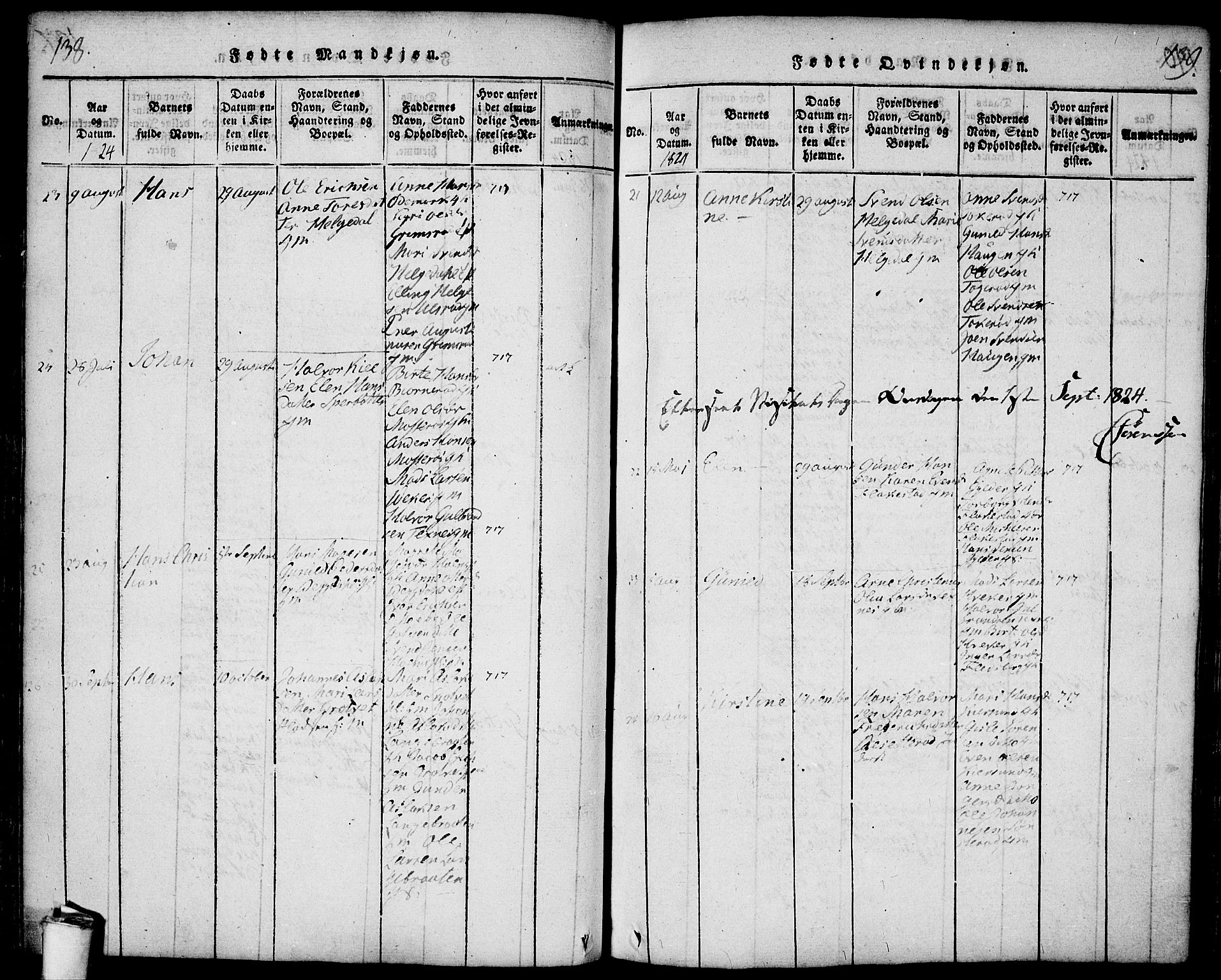 Våler prestekontor Kirkebøker, SAO/A-11083/F/Fa/L0005: Ministerialbok nr. I 5, 1815-1839, s. 138-139