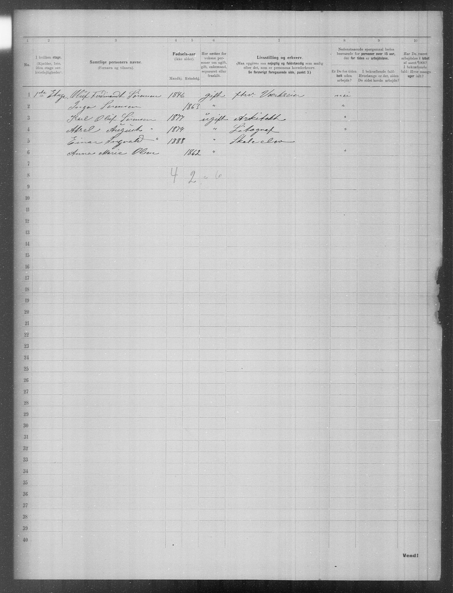 OBA, Kommunal folketelling 31.12.1903 for Kristiania kjøpstad, 1903, s. 13901