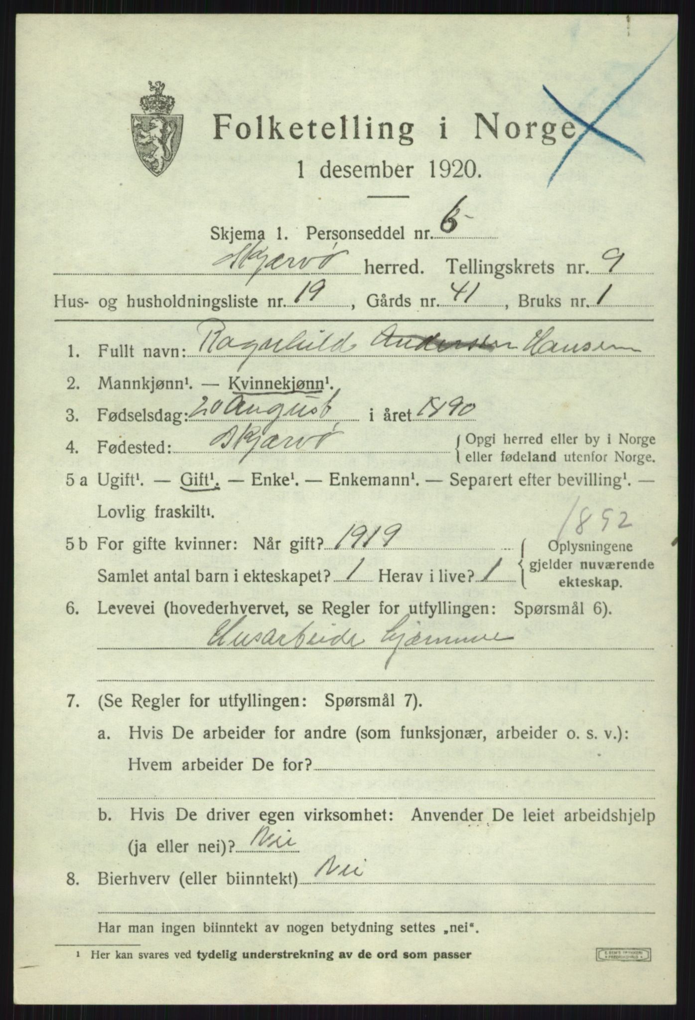 SATØ, Folketelling 1920 for 1941 Skjervøy herred, 1920, s. 5349