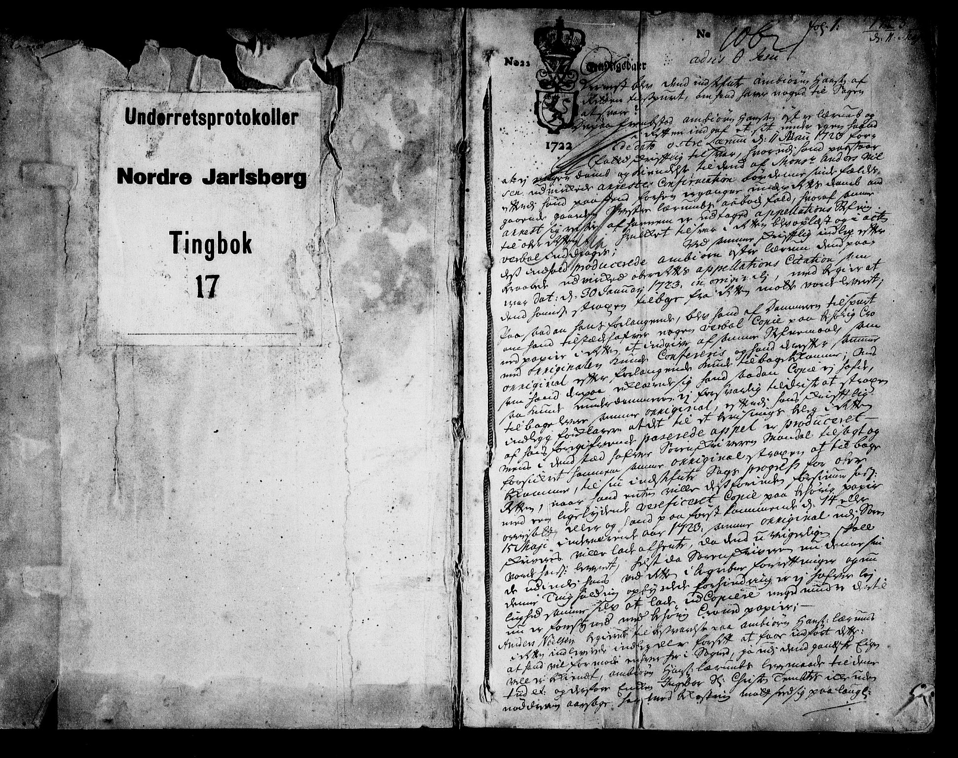 Nordre Jarlsberg sorenskriveri, SAKO/A-80/F/Fa/Faa/L0017: Tingbok, 1723-1724, s. 1