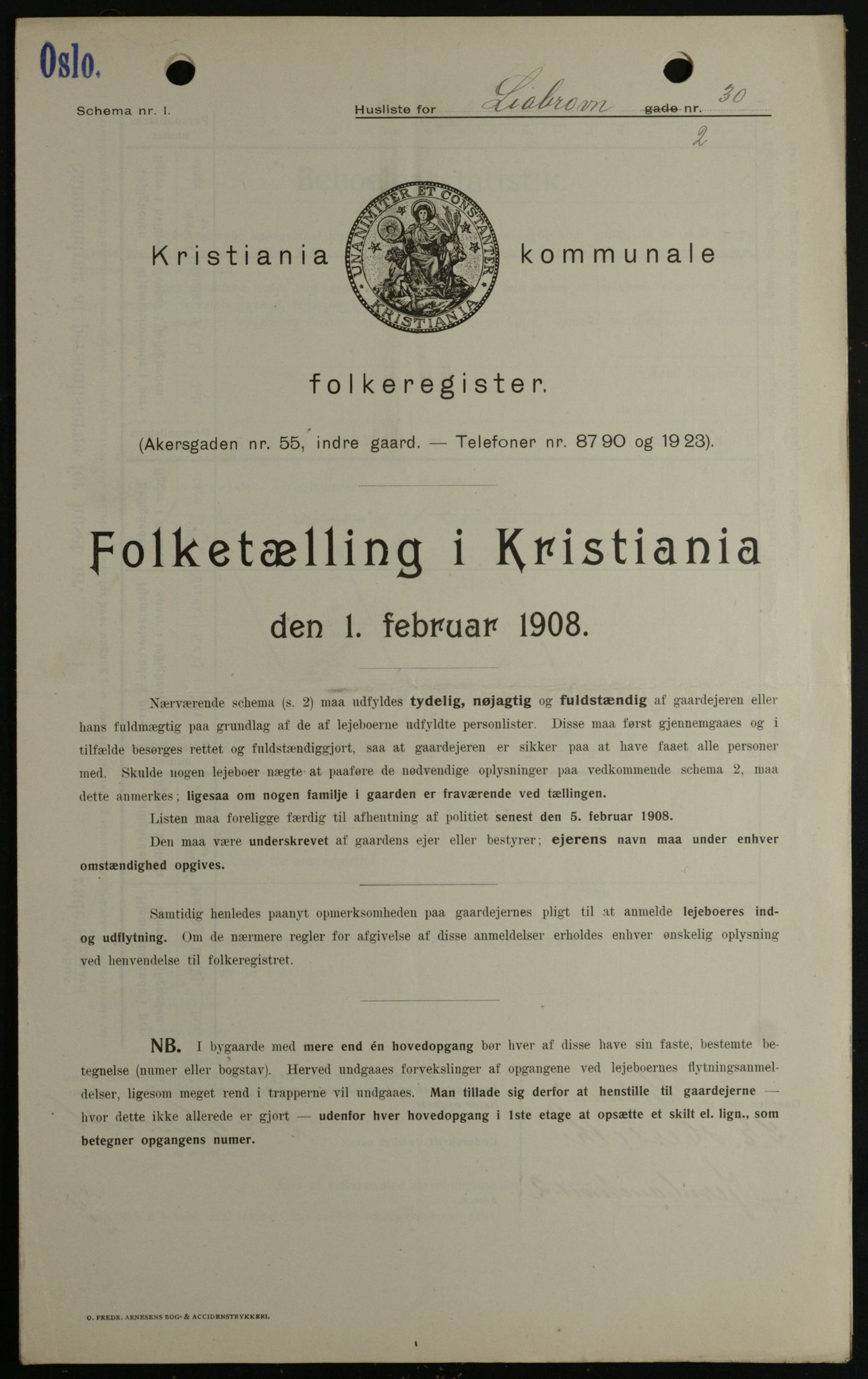 OBA, Kommunal folketelling 1.2.1908 for Kristiania kjøpstad, 1908, s. 52097