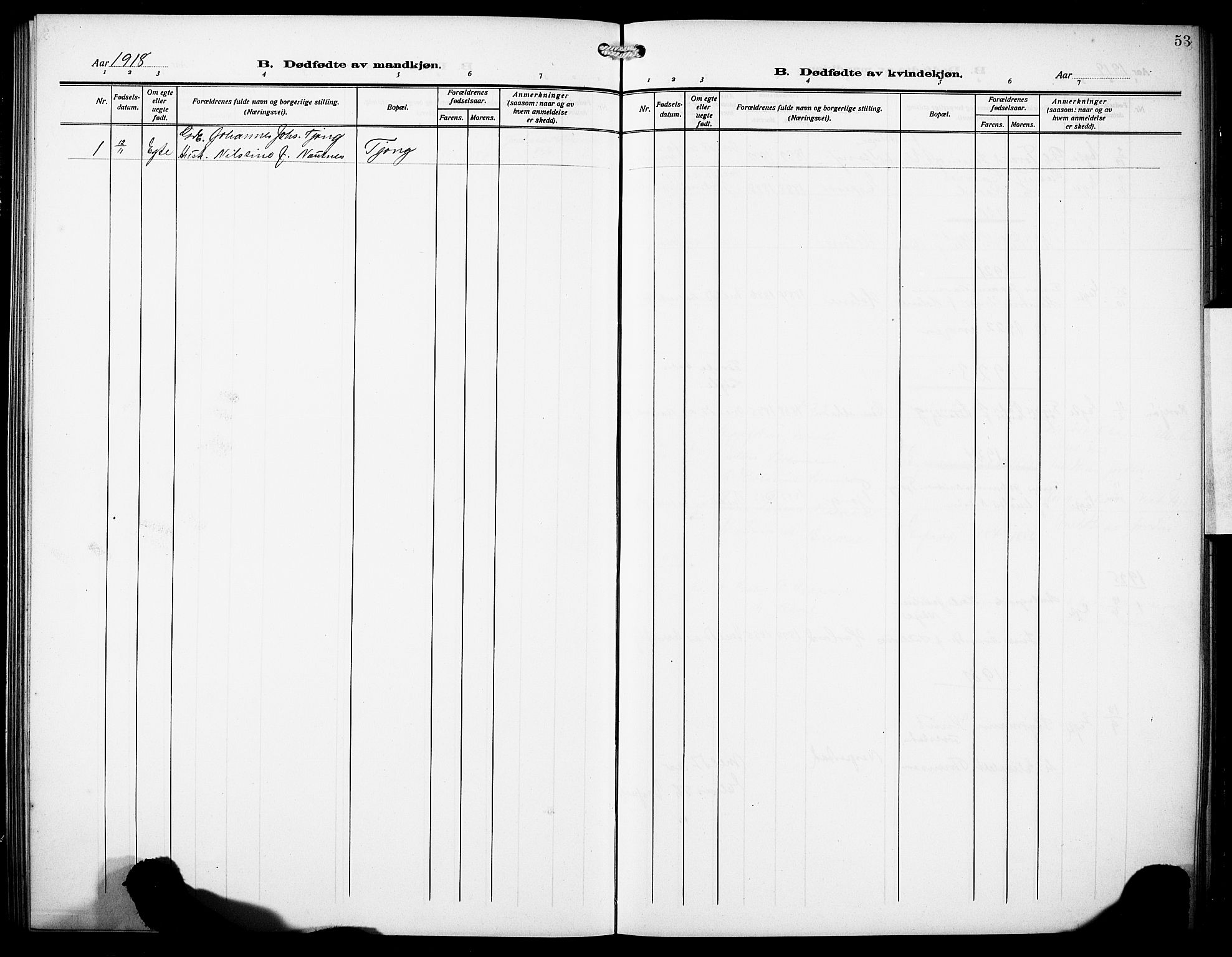 Finnås sokneprestembete, AV/SAB-A-99925/H/Ha/Hab/Habc/L0004: Klokkerbok nr. C 4, 1917-1931, s. 53