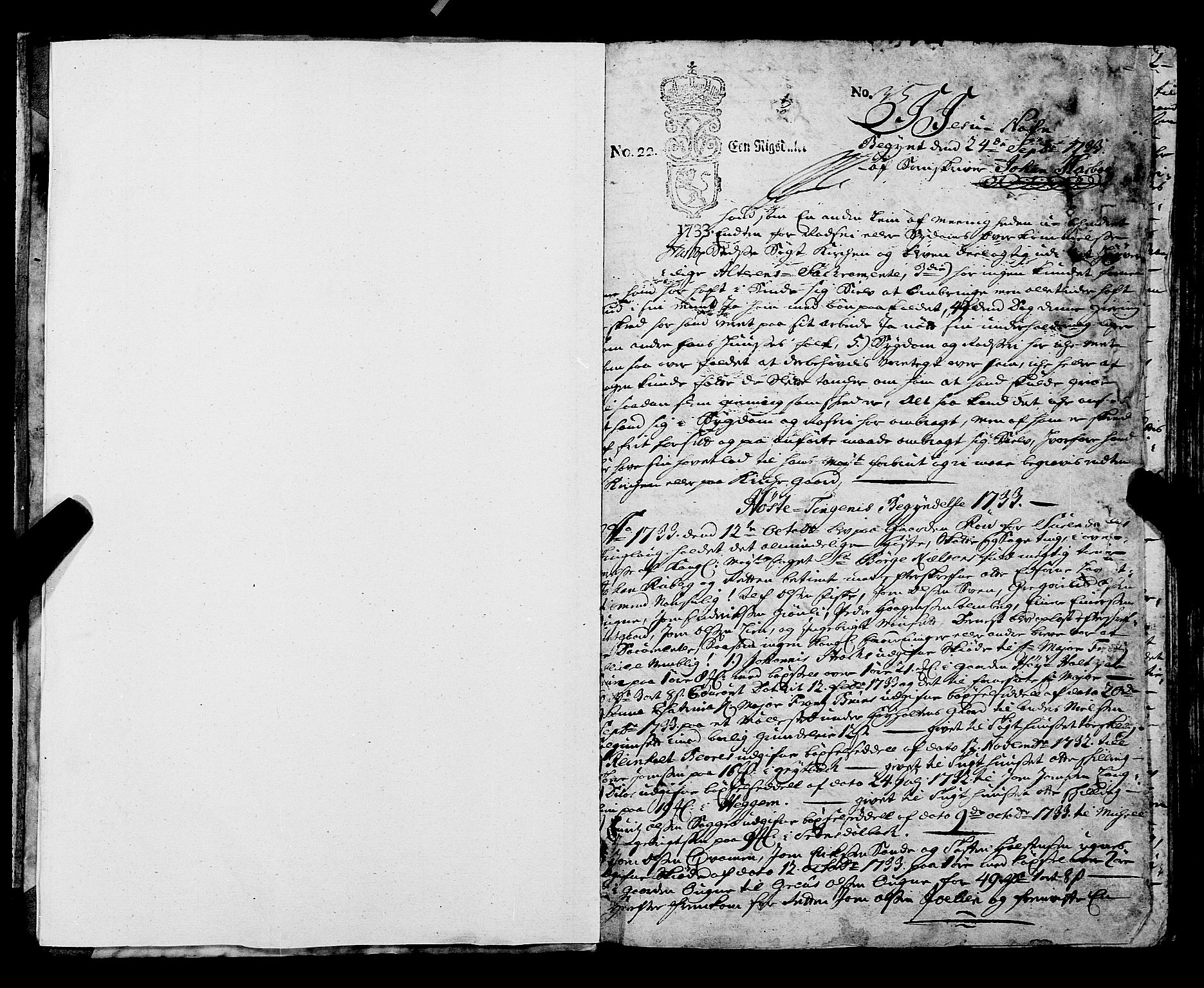 Nordmøre sorenskriveri, SAT/A-4132/1/1/1A/L0019: Tingbok nr. 18, 1733-1736, s. 1
