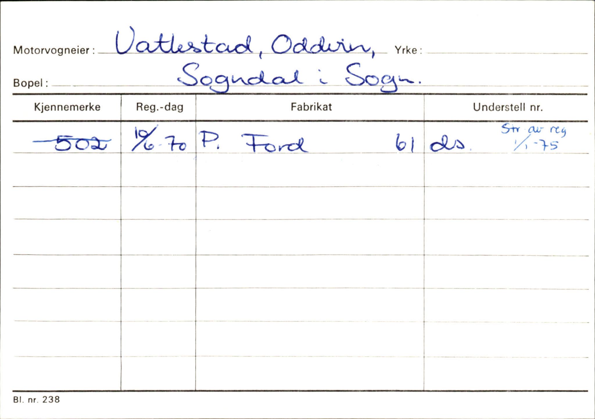 Statens vegvesen, Sogn og Fjordane vegkontor, AV/SAB-A-5301/4/F/L0125: Eigarregister Sogndal V-Å. Aurland A-Å. Fjaler A-N, 1945-1975, s. 28