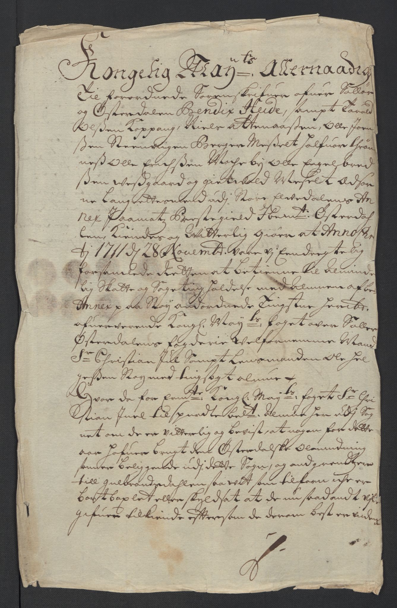 Rentekammeret inntil 1814, Reviderte regnskaper, Fogderegnskap, AV/RA-EA-4092/R13/L0848: Fogderegnskap Solør, Odal og Østerdal, 1711, s. 211