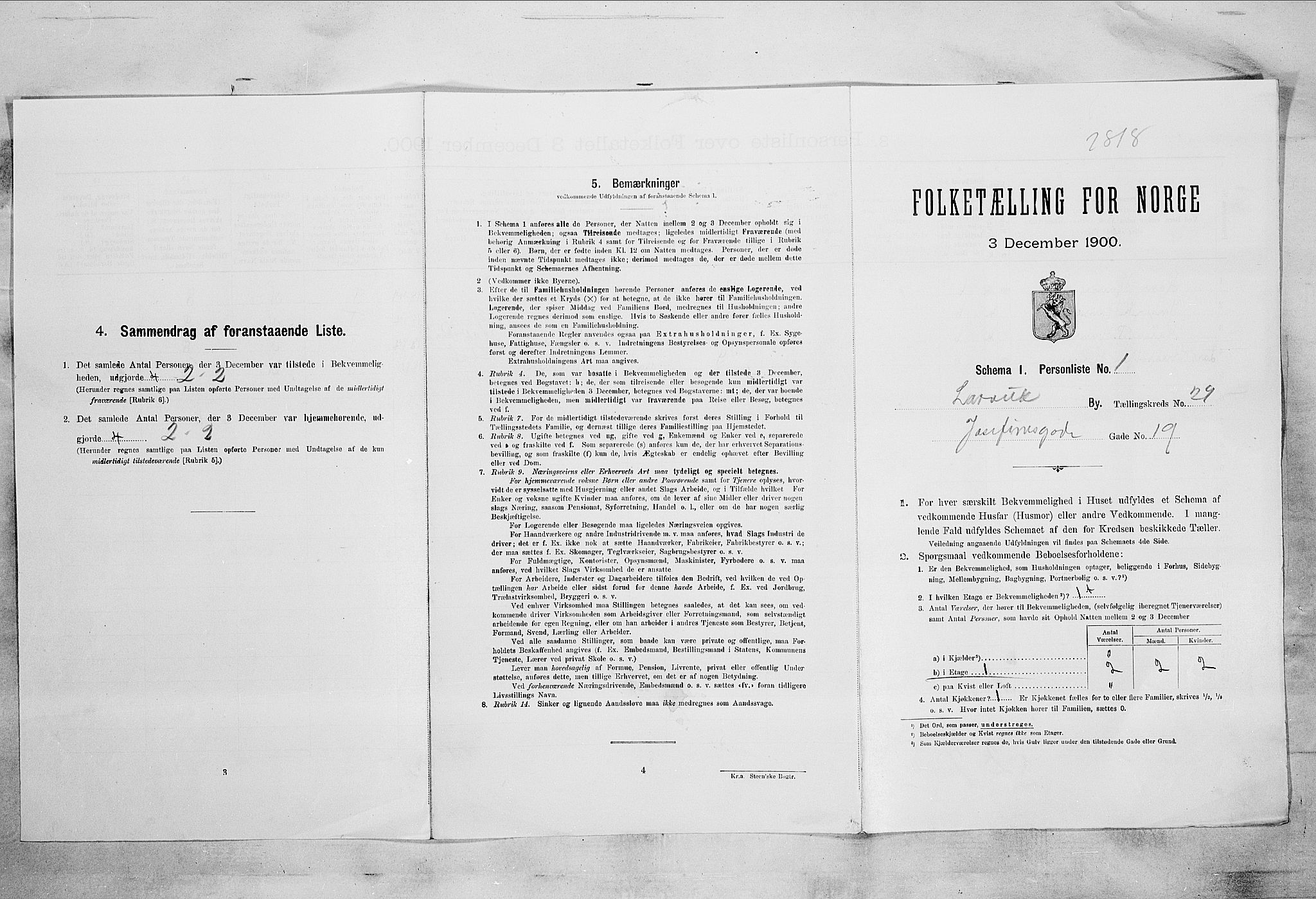 RA, Folketelling 1900 for 0707 Larvik kjøpstad, 1900, s. 3222
