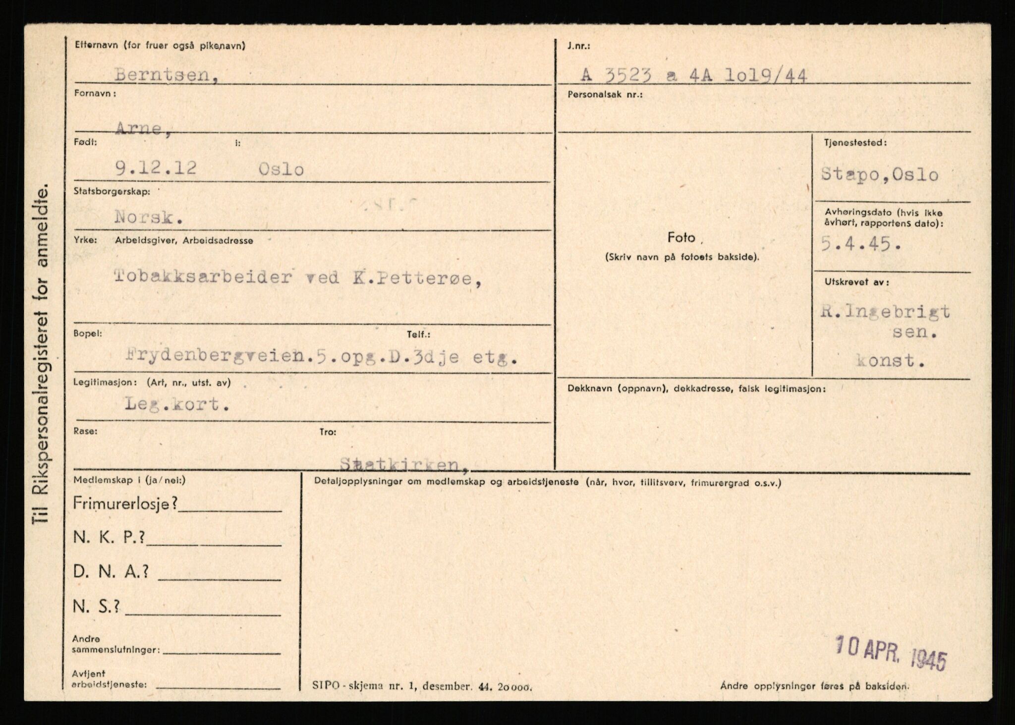 Statspolitiet - Hovedkontoret / Osloavdelingen, AV/RA-S-1329/C/Ca/L0002: Arneberg - Brand, 1943-1945, s. 2971
