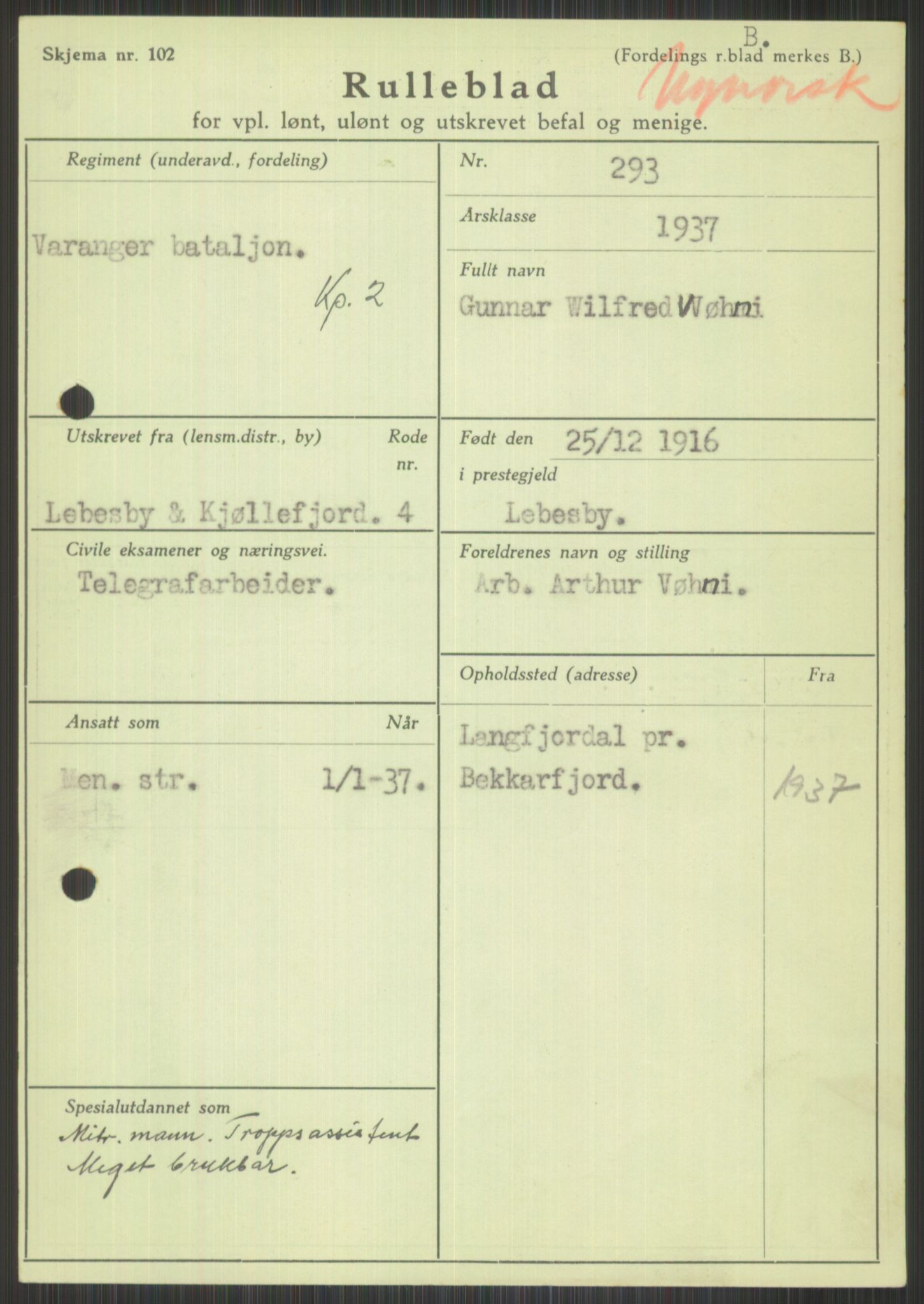 Forsvaret, Varanger bataljon, AV/RA-RAFA-2258/1/D/L0441: Rulleblad for fødte 1913-1917, 1913-1917, s. 1259