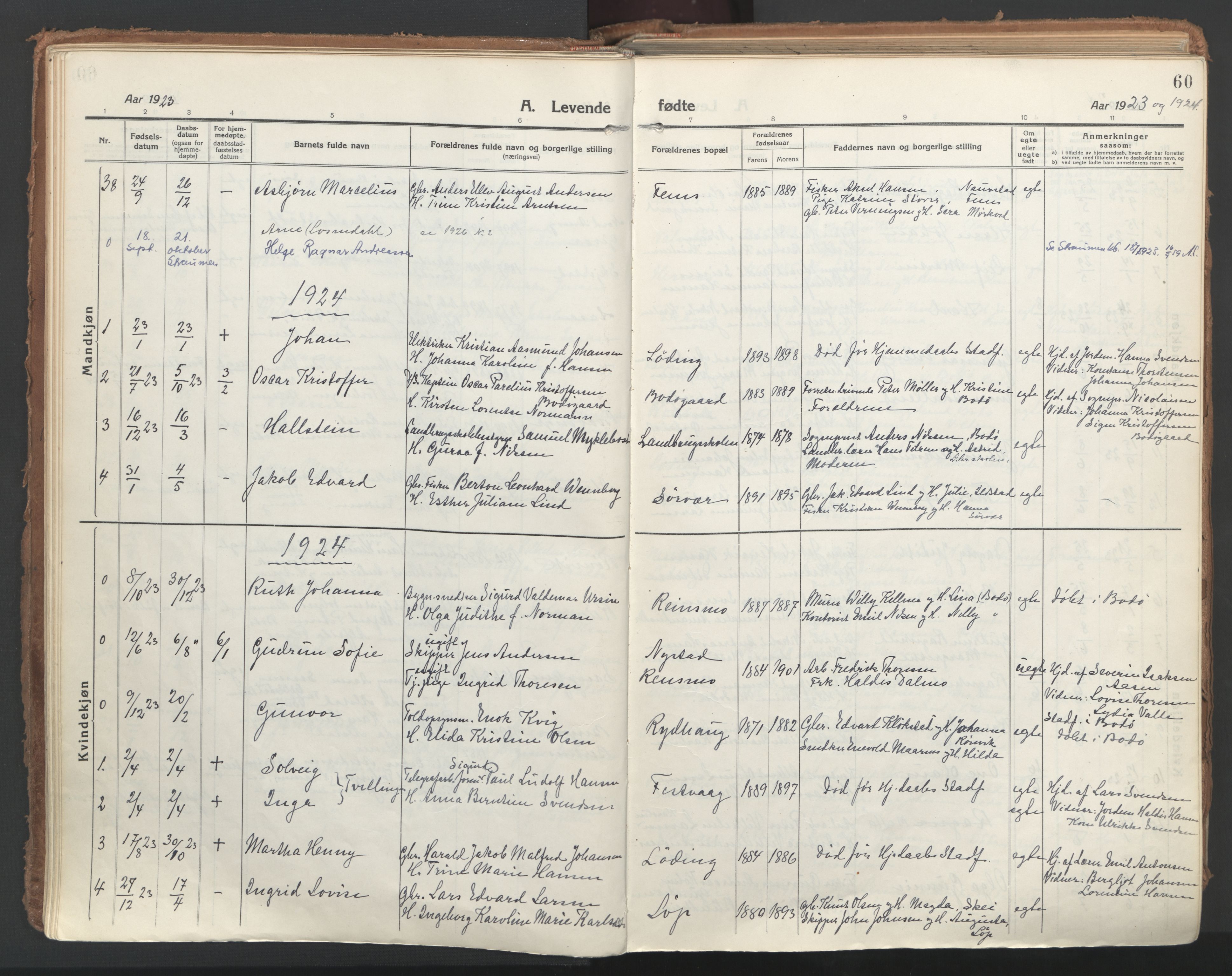Ministerialprotokoller, klokkerbøker og fødselsregistre - Nordland, AV/SAT-A-1459/802/L0060: Ministerialbok nr. 802A07, 1916-1933, s. 60