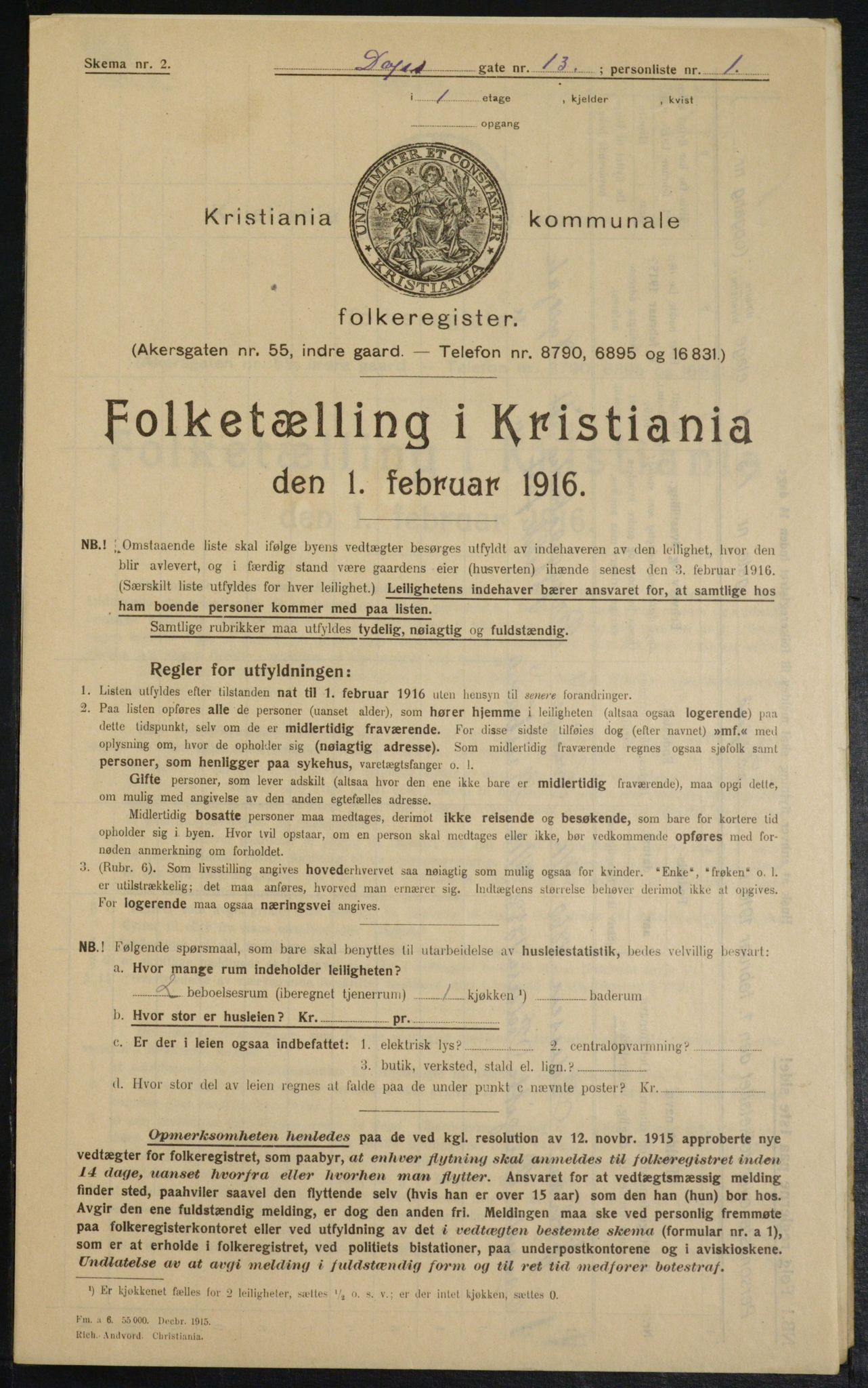 OBA, Kommunal folketelling 1.2.1916 for Kristiania, 1916, s. 16083