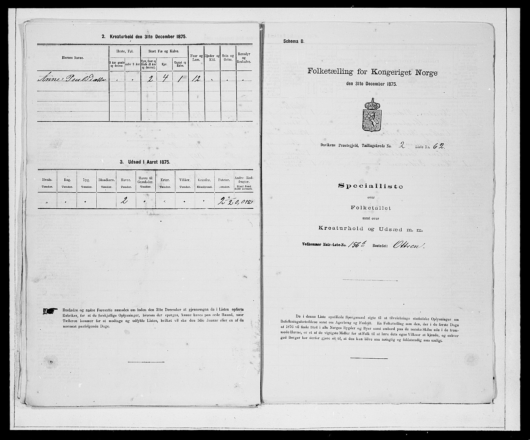 SAB, Folketelling 1875 for 1442P Davik prestegjeld, 1875, s. 293