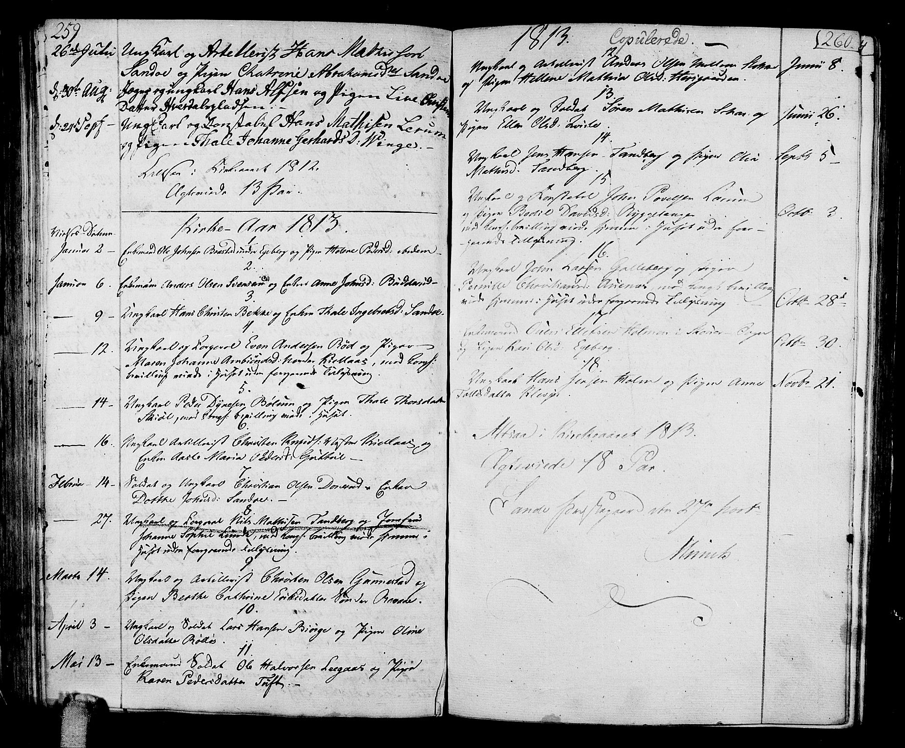 Sande Kirkebøker, AV/SAKO-A-53/F/Fa/L0002: Ministerialbok nr. 2, 1804-1814, s. 259-260