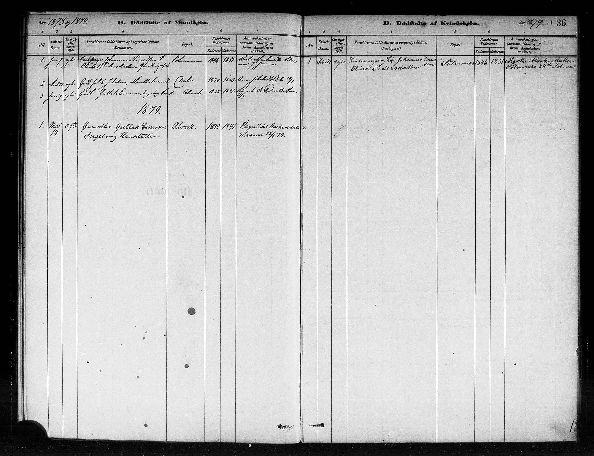 Vik sokneprestembete, AV/SAB-A-81501/H/Haa/Haac/L0001: Ministerialbok nr. C 1, 1878-1890, s. 36