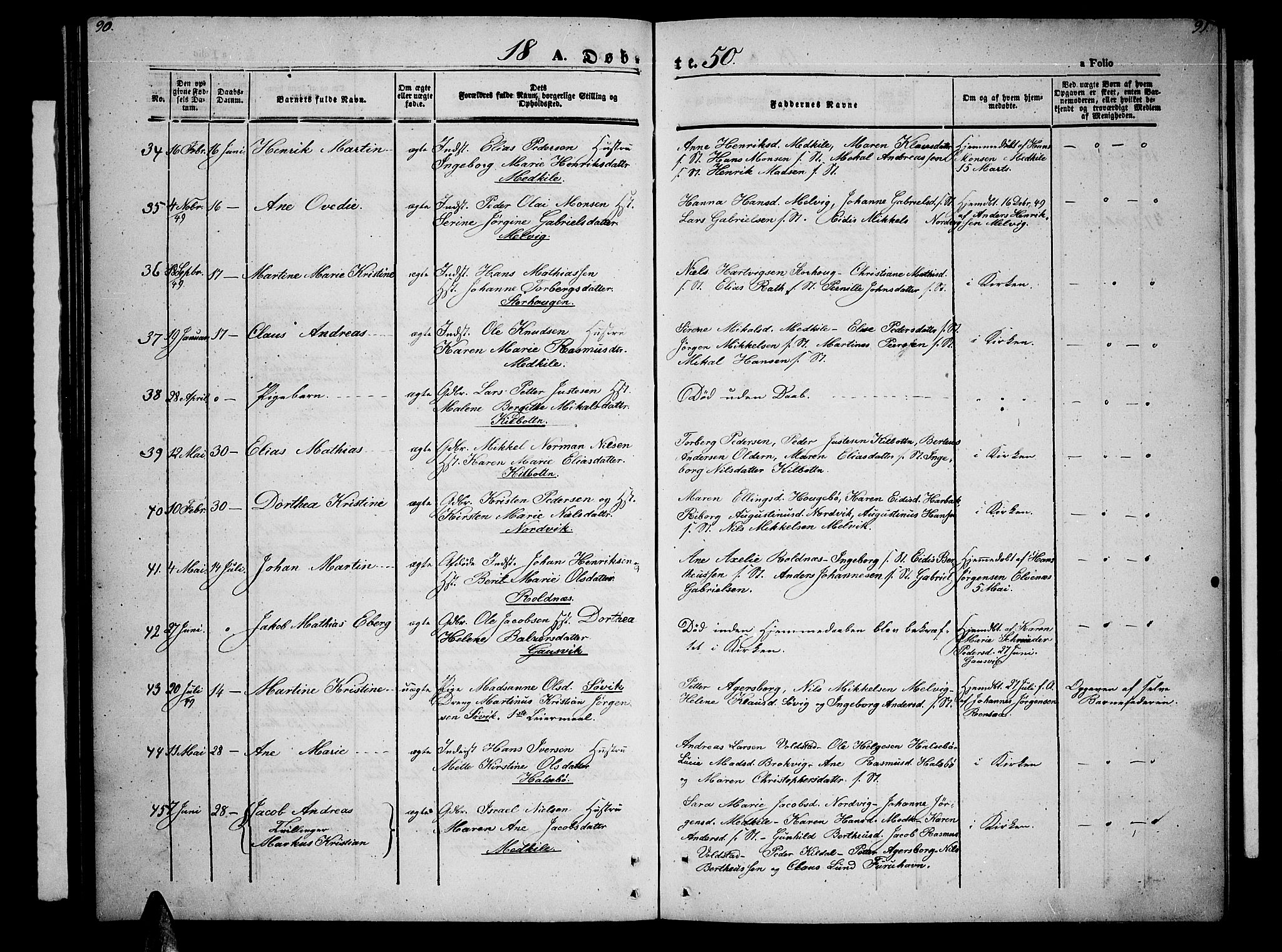 Trondenes sokneprestkontor, AV/SATØ-S-1319/H/Hb/L0006klokker: Klokkerbok nr. 6, 1845-1855, s. 90-91