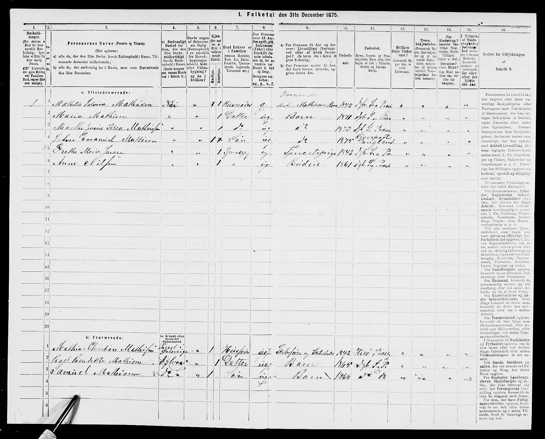 SAK, Folketelling 1875 for 0915P Dypvåg prestegjeld, 1875, s. 64