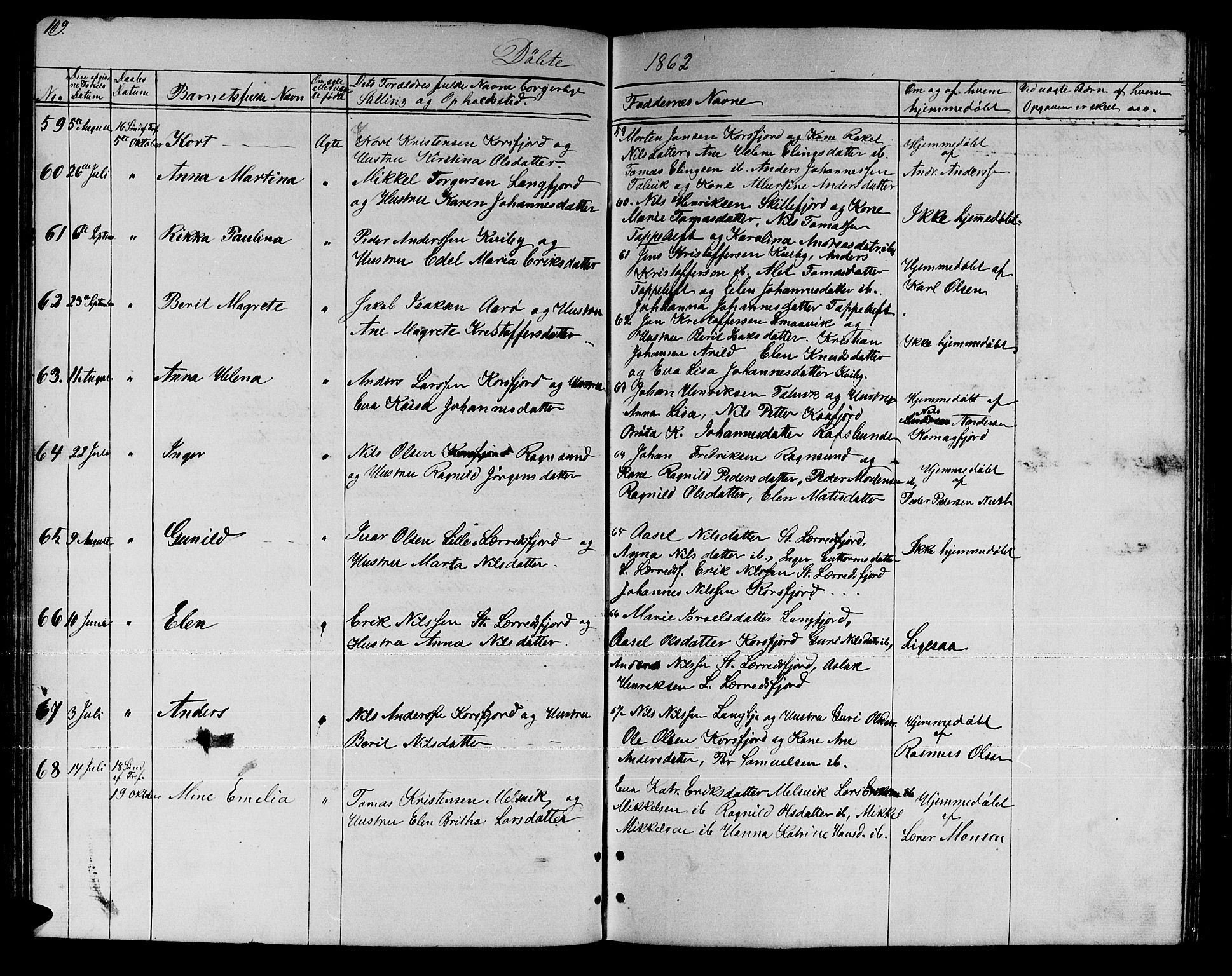 Talvik sokneprestkontor, AV/SATØ-S-1337/H/Hb/L0001klokker: Klokkerbok nr. 1, 1847-1863, s. 109