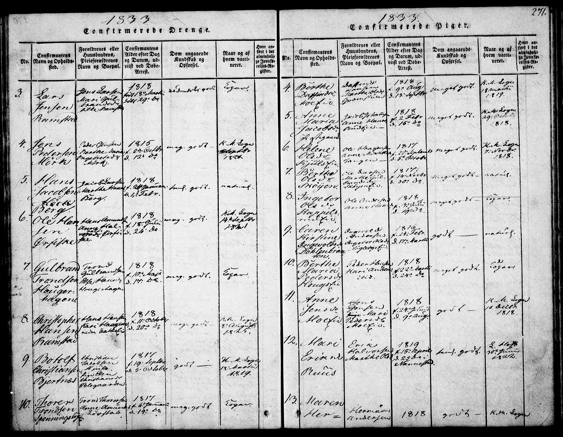Nittedal prestekontor Kirkebøker, SAO/A-10365a/F/Fa/L0003: Ministerialbok nr. I 3, 1814-1836, s. 271