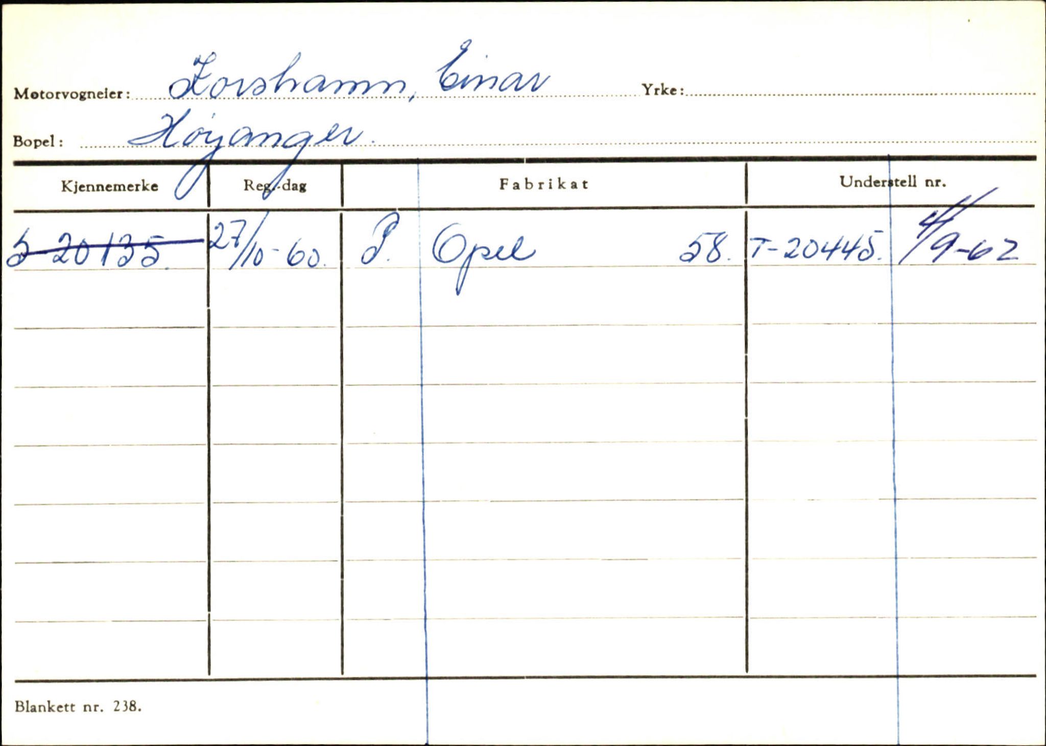 Statens vegvesen, Sogn og Fjordane vegkontor, SAB/A-5301/4/F/L0130: Eigarregister Eid T-Å. Høyanger A-O, 1945-1975, s. 1799