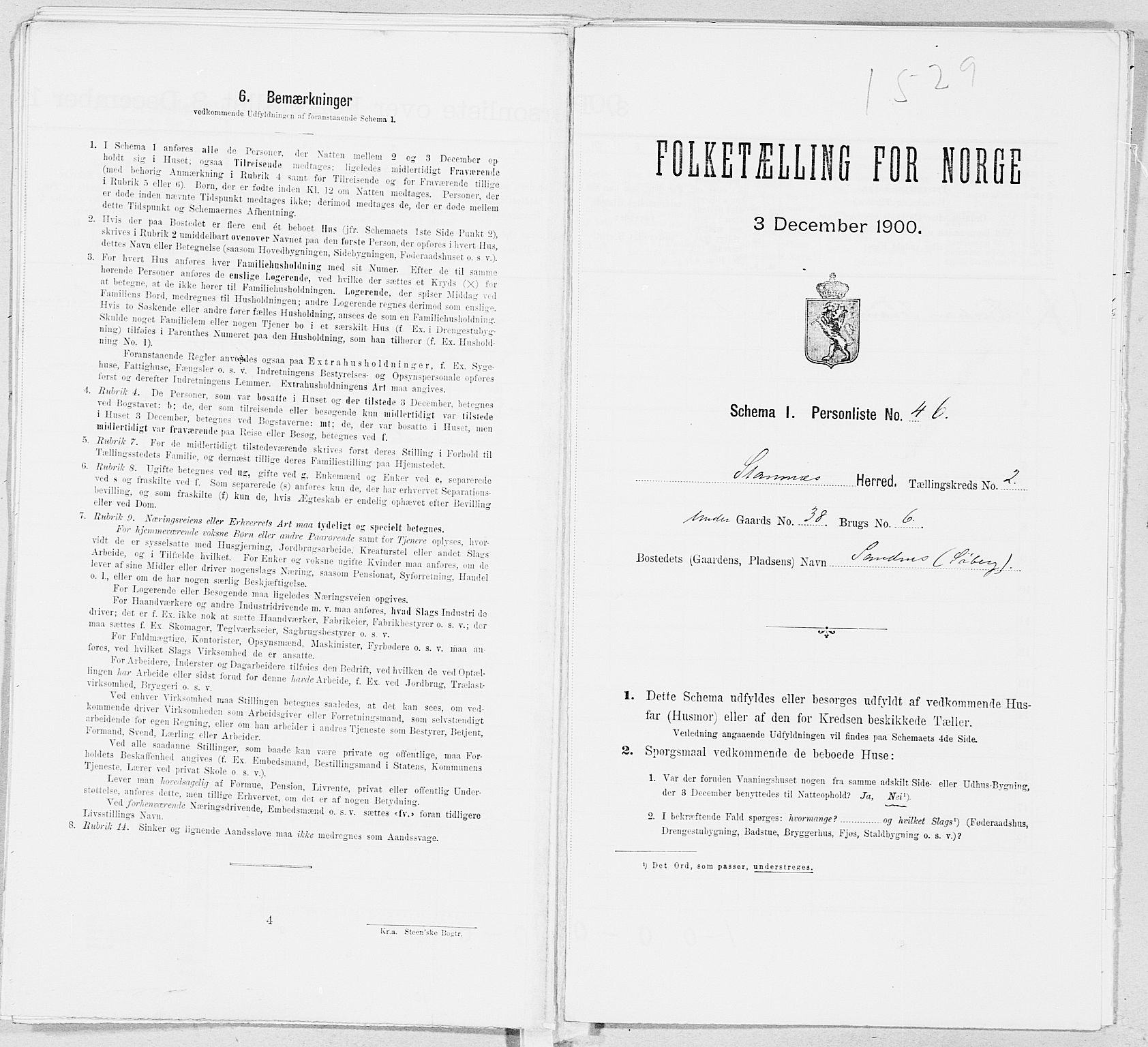 SAT, Folketelling 1900 for 1821 Stamnes herred, 1900, s. 307