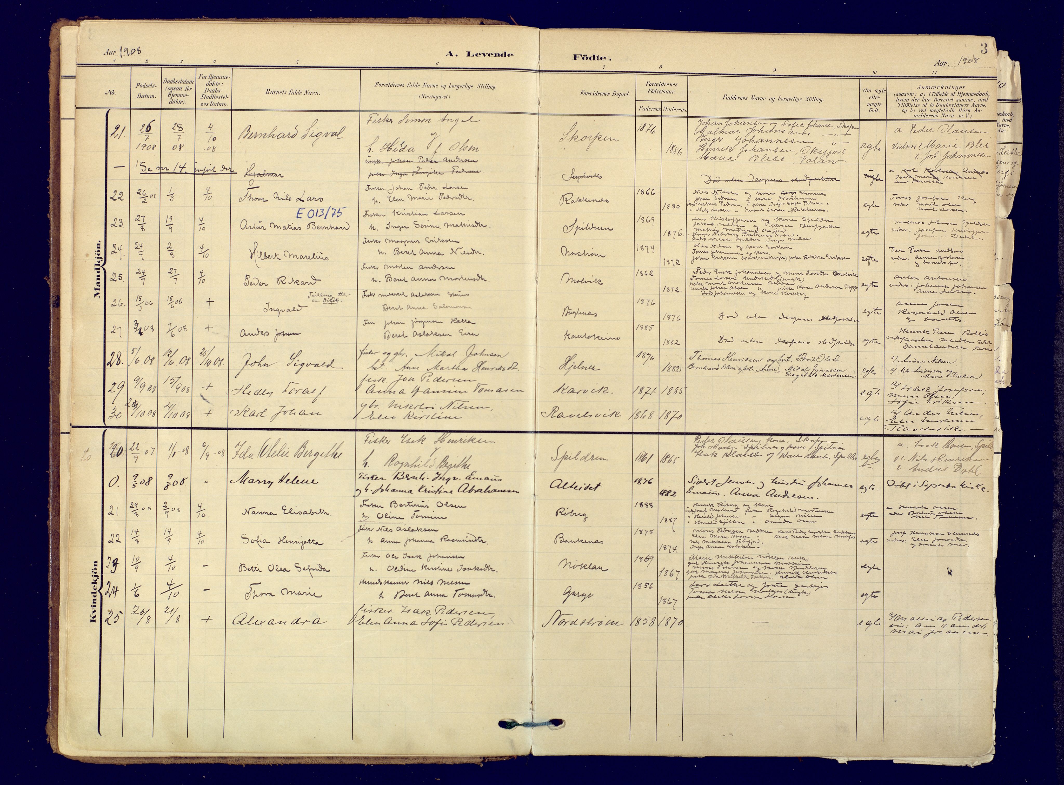 Skjervøy sokneprestkontor, AV/SATØ-S-1300/H/Ha/Haa: Ministerialbok nr. 19, 1908-1936, s. 3